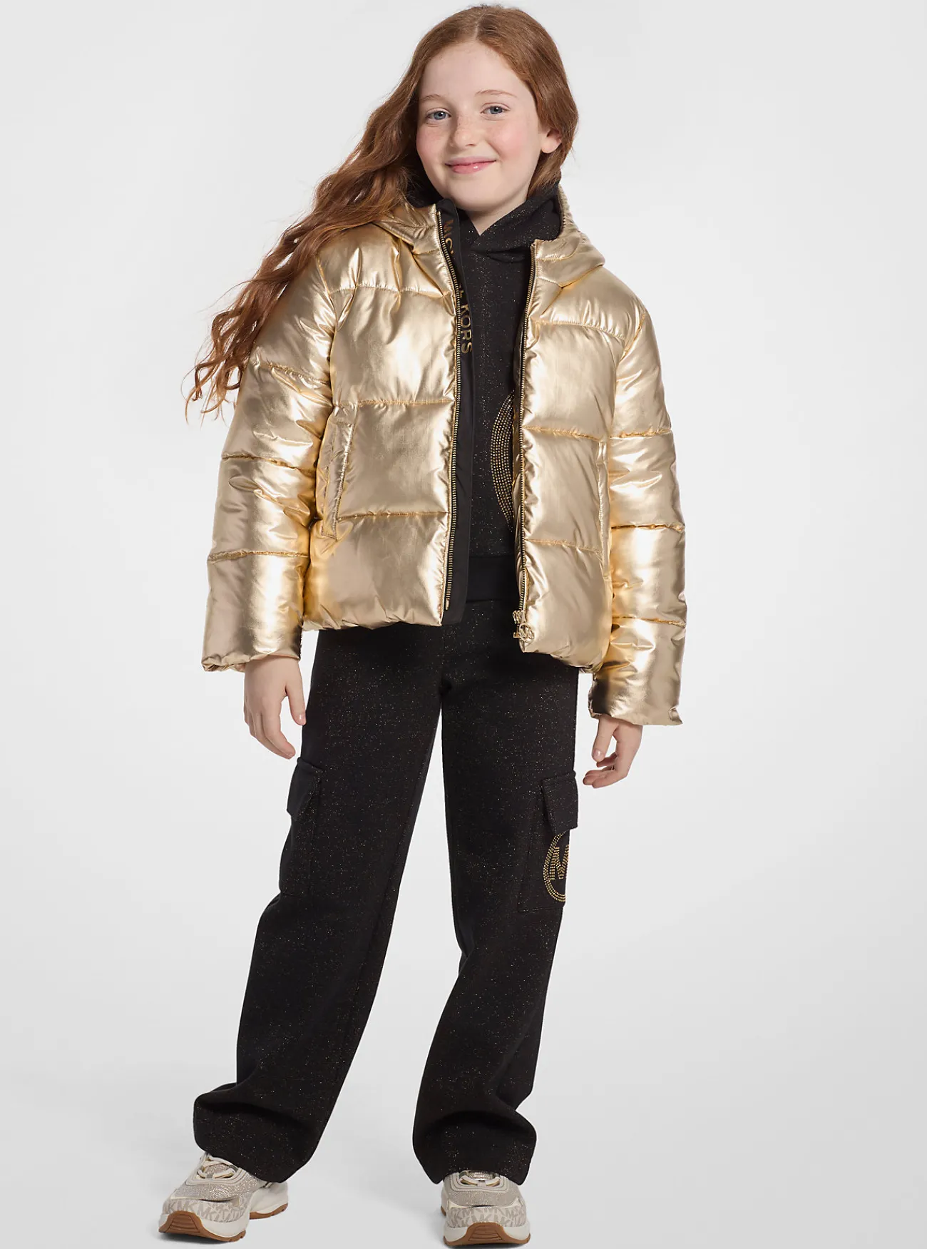 Michael Kors Pufferjack, metallic en doorgestikt GOUD Online