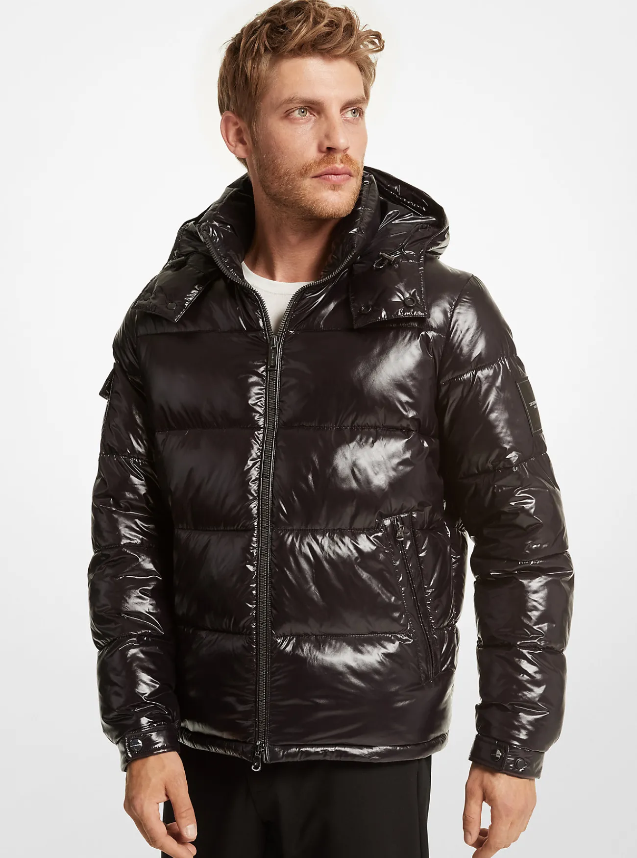 Michael Kors Pufferjack Northend van doorgestikt nylon ZWART Outlet