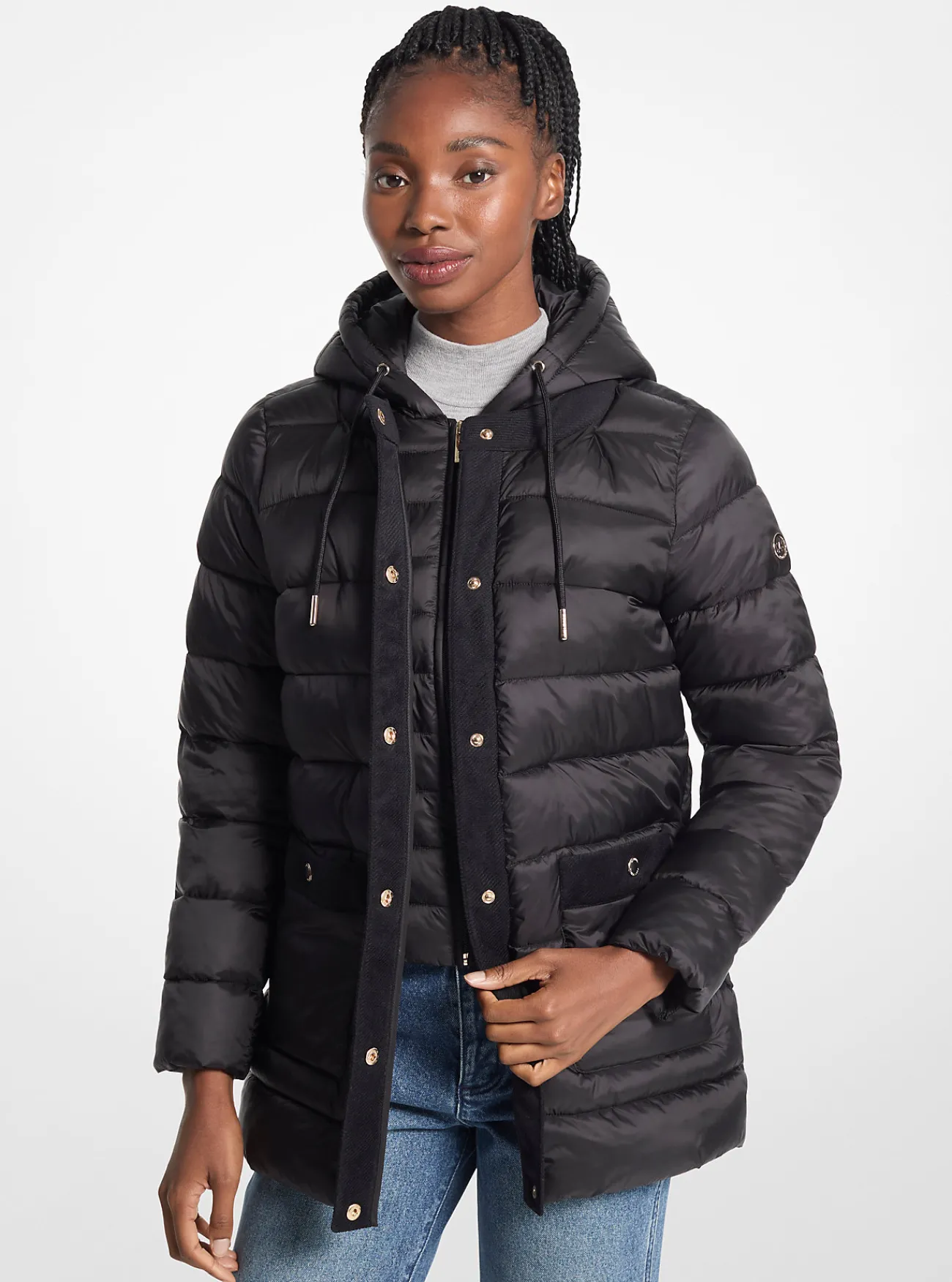 Michael Kors Pufferjack van nylon, opvouwbaar ZWART Hot