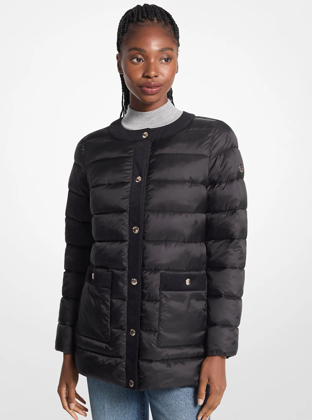 Michael Kors Pufferjack van nylon, opvouwbaar ZWART Hot