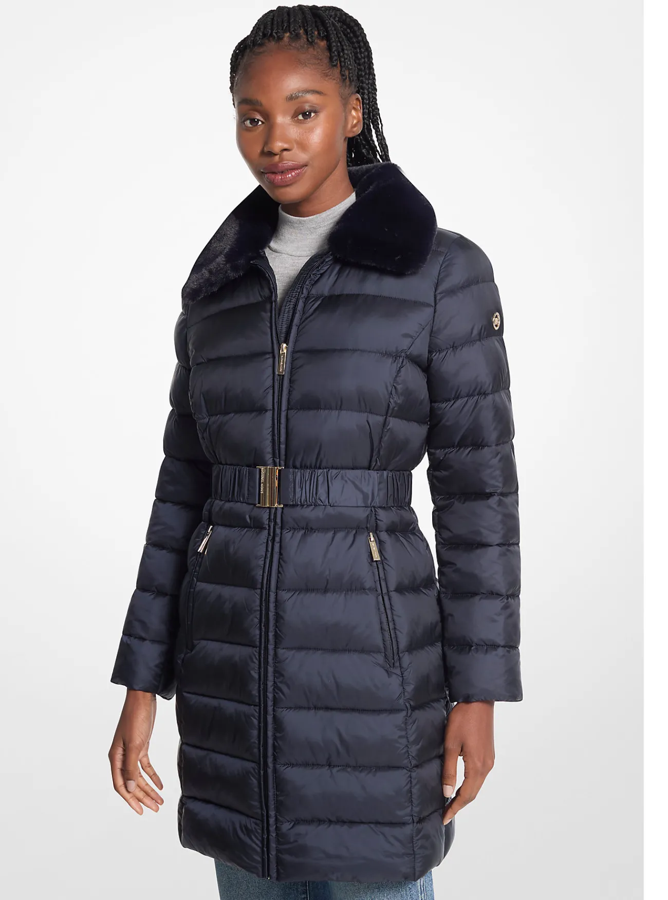 Michael Kors Pufferjas van doorgestikt nylon, opvouwbaar ADMIRAALBLAUW Discount