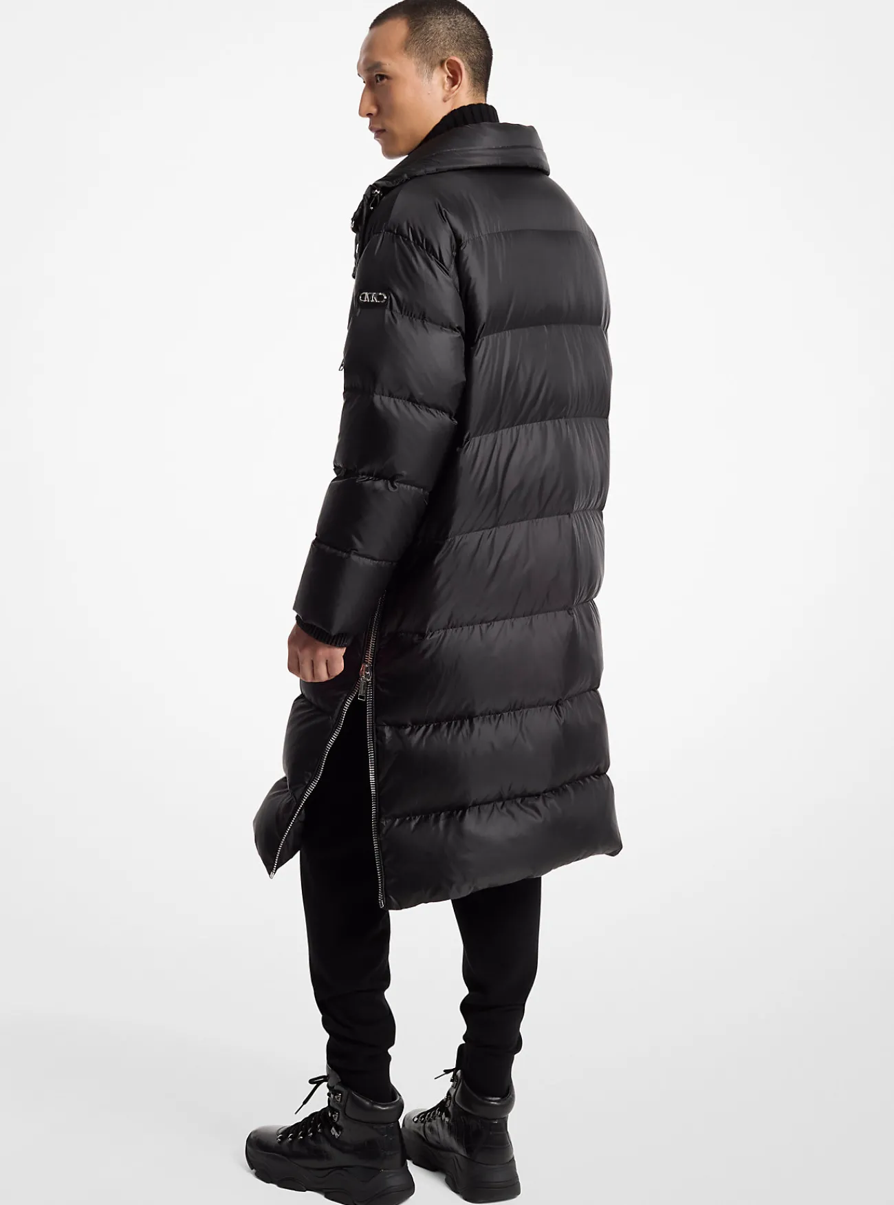 Michael Kors Pufferjas van satijn met waxlaag ZWART Discount