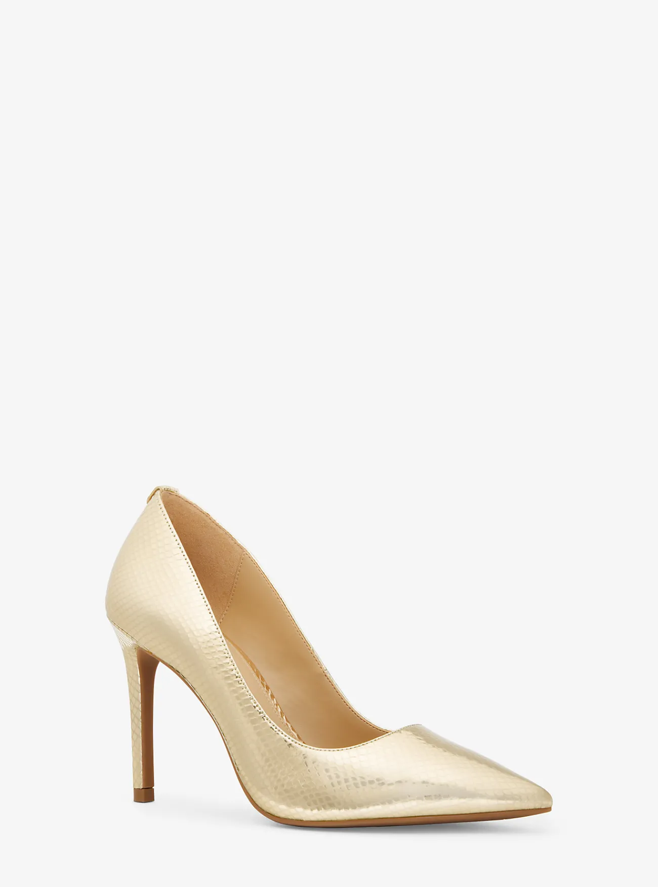 Michael Kors Pump Alina Flex van metallic reli&euml;fleer met slangenprint LICHTGOUD Fashion