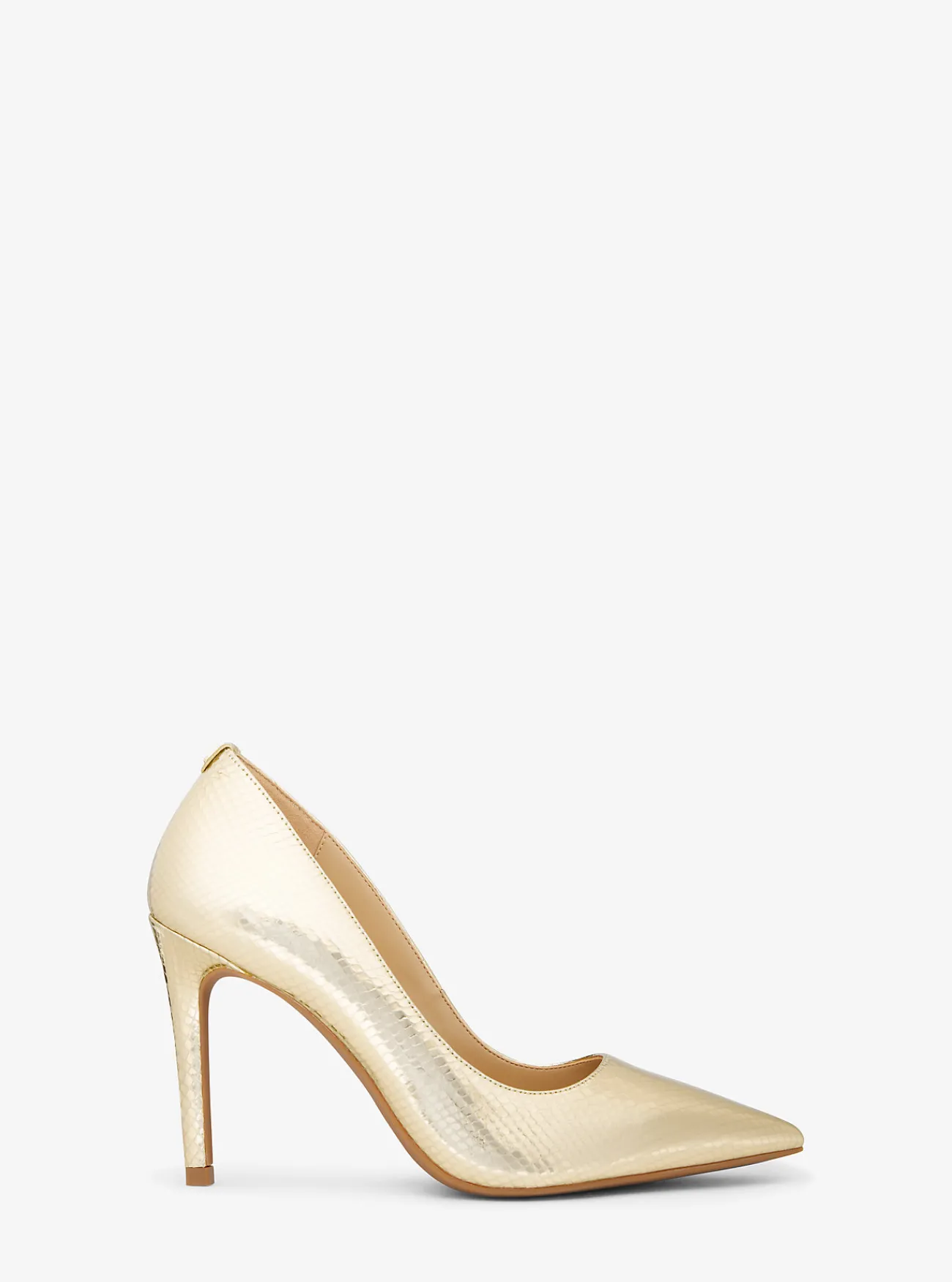 Michael Kors Pump Alina Flex van metallic reli&euml;fleer met slangenprint LICHTGOUD Fashion