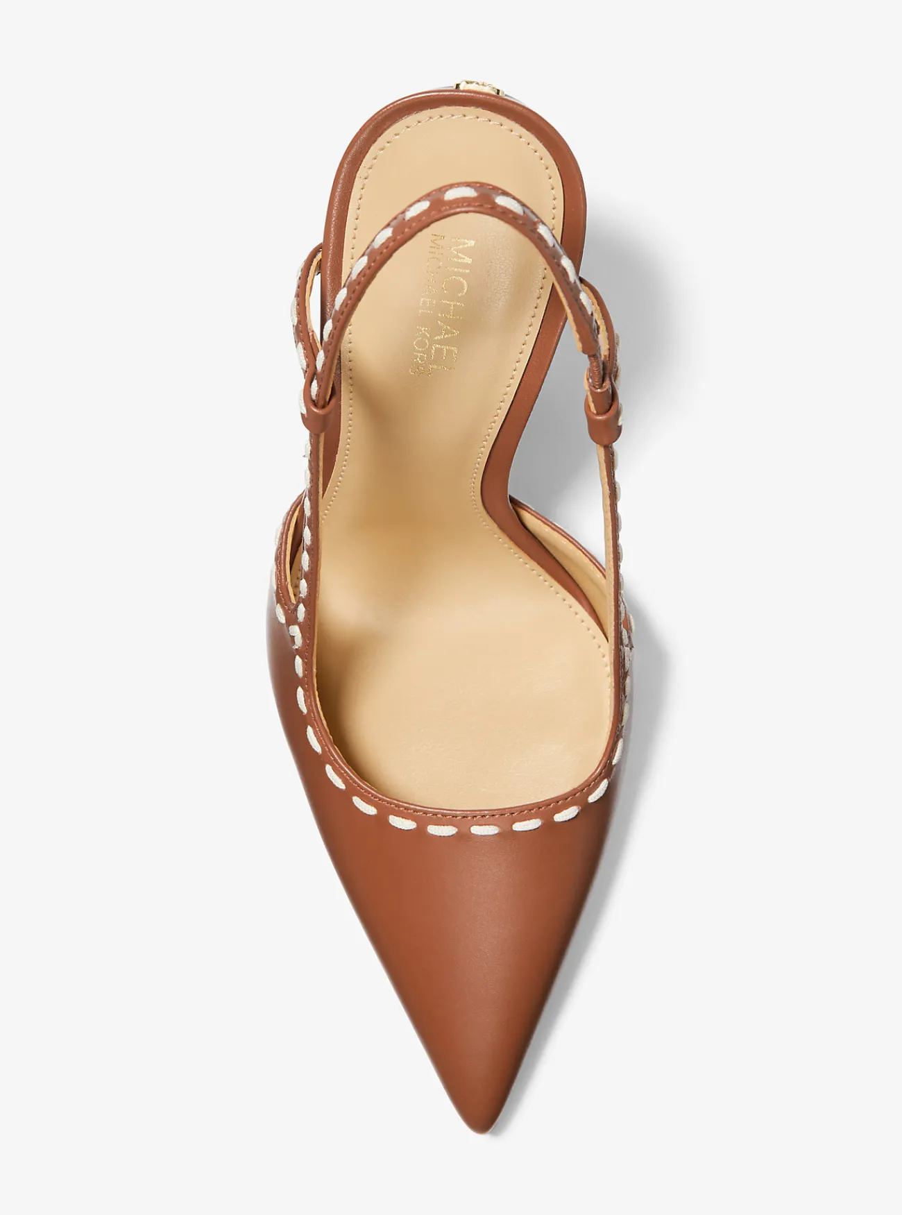 Michael Kors Pump Alora van handgestikt leer met slingback LUGGAGE Clearance