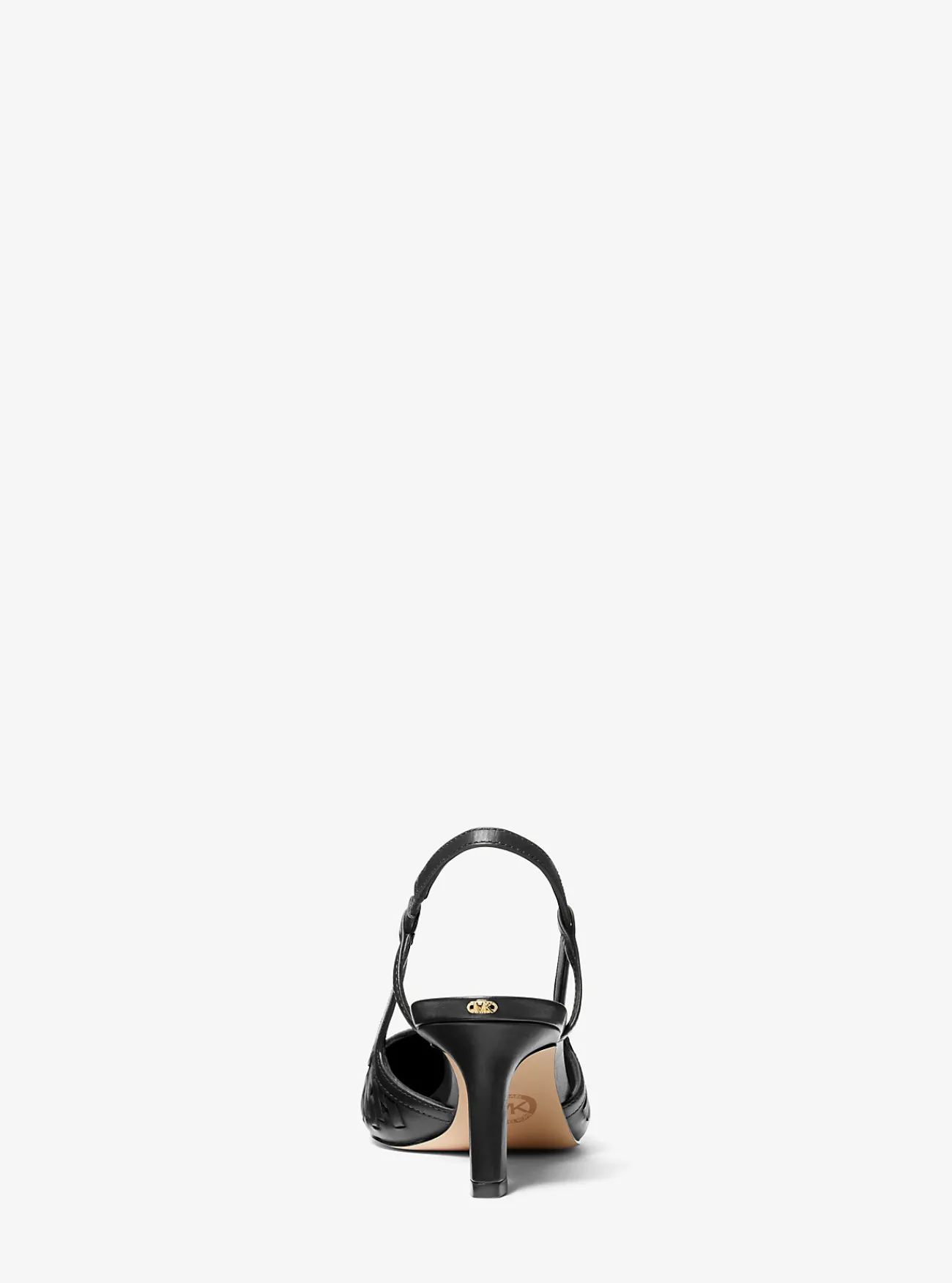 Michael Kors Pump Alora van handgeweven leer met slingback ZWART Discount