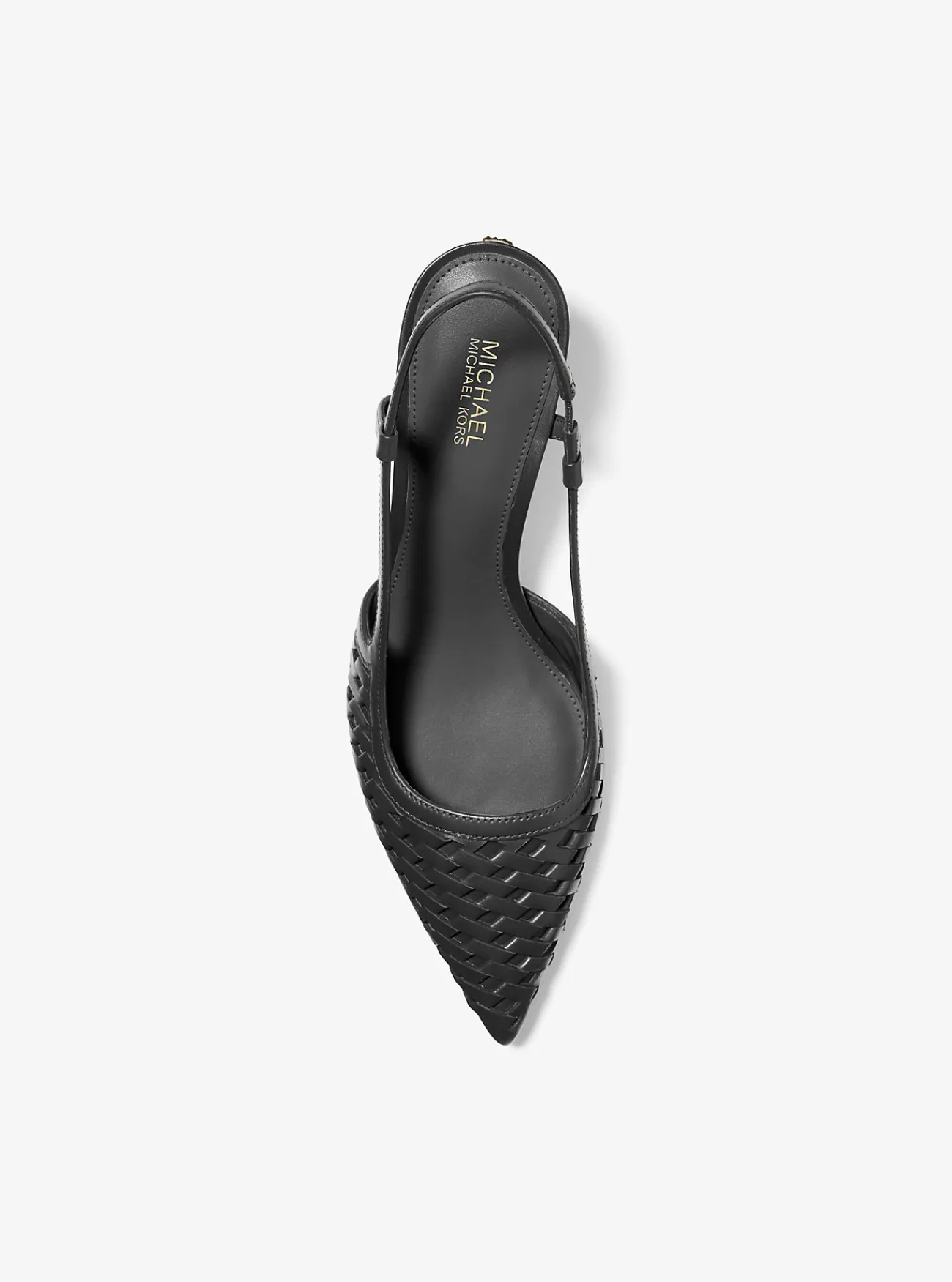Michael Kors Pump Alora van handgeweven leer met slingback ZWART Discount