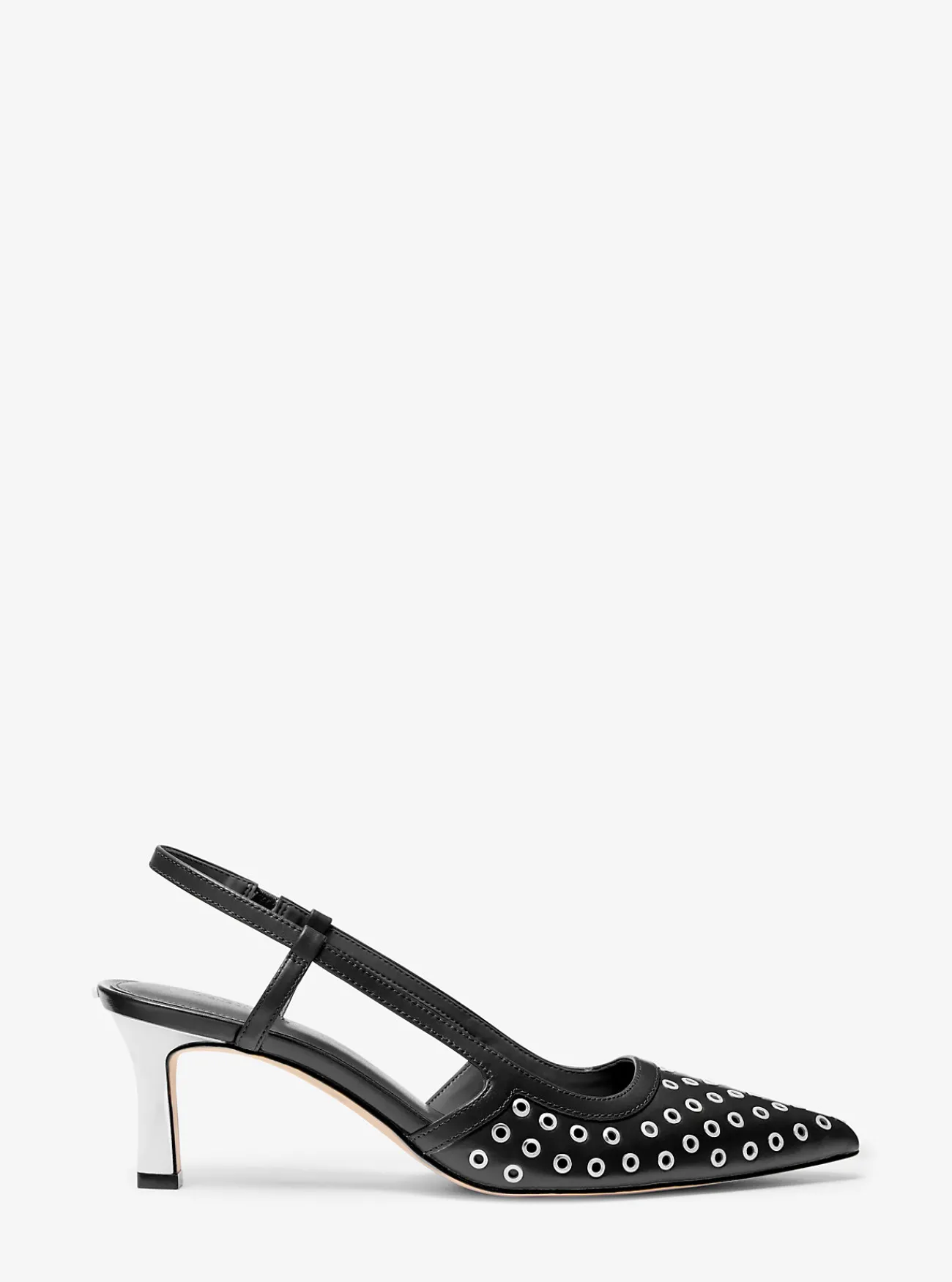 Michael Kors Pump Alora van leer met oogjes en slingback ZWART New