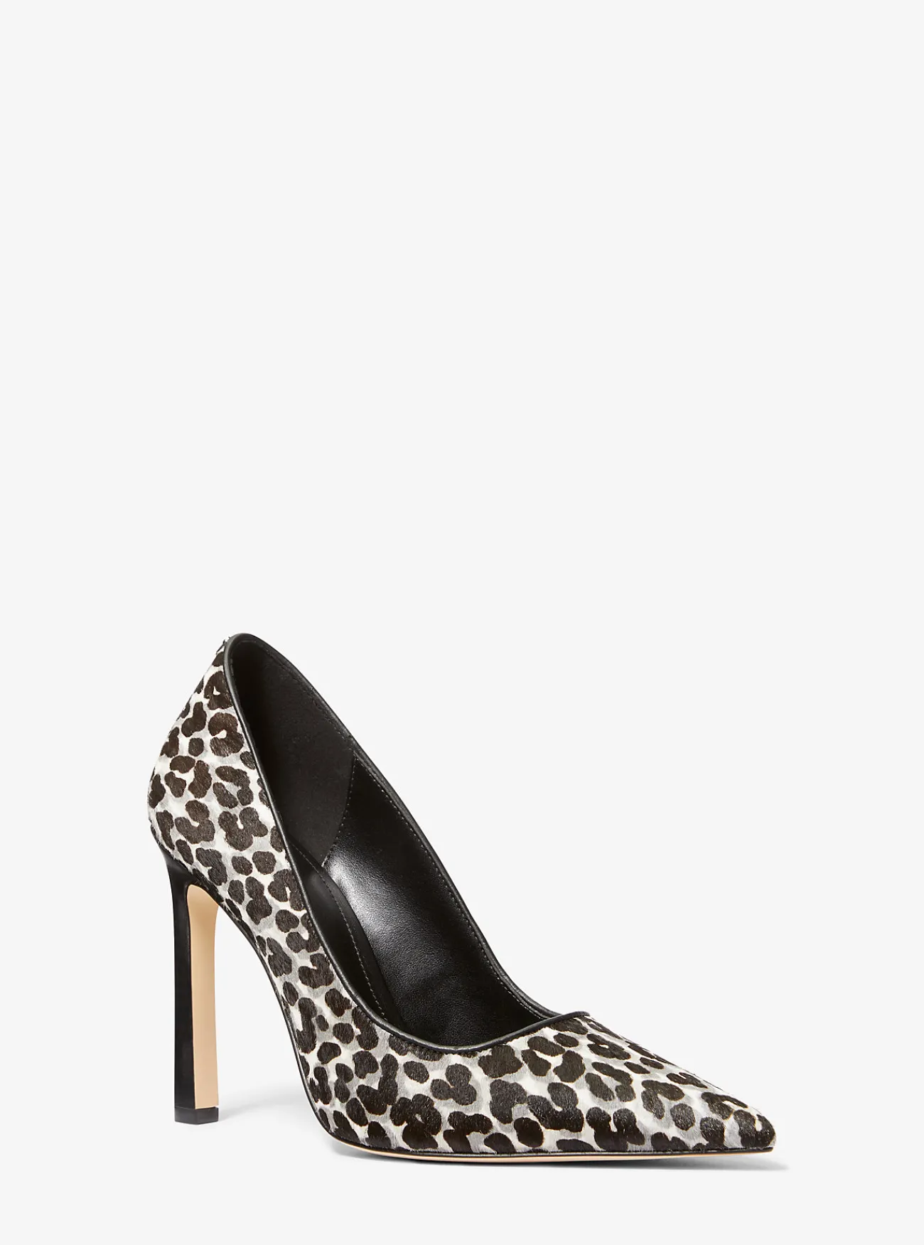 Michael Kors Pump Amara van kalfshaar met luipaardprint ZWARTCOMBO Sale