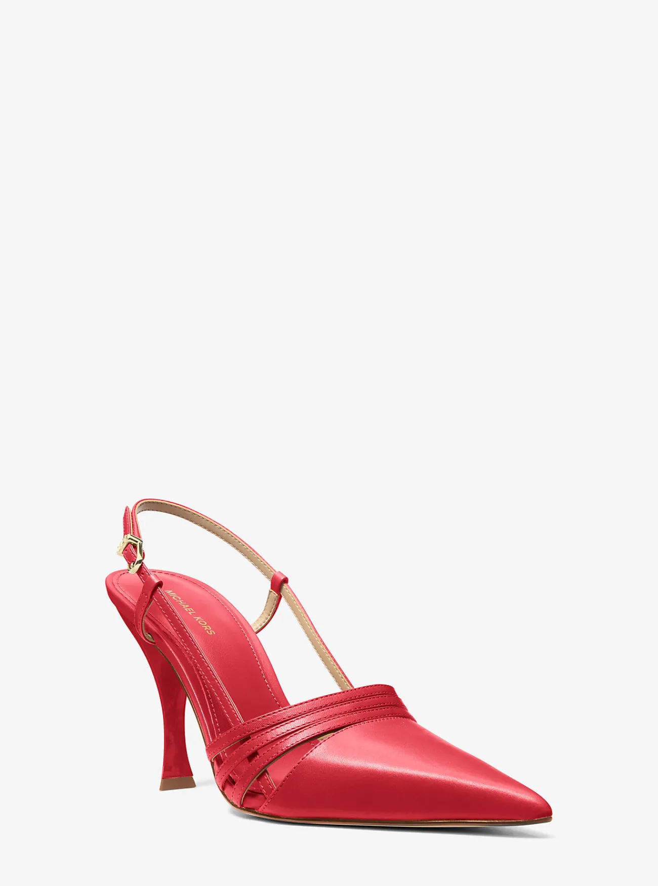 Michael Kors Pump Haisley van leer met slingback KARMOZIJNROOD Discount