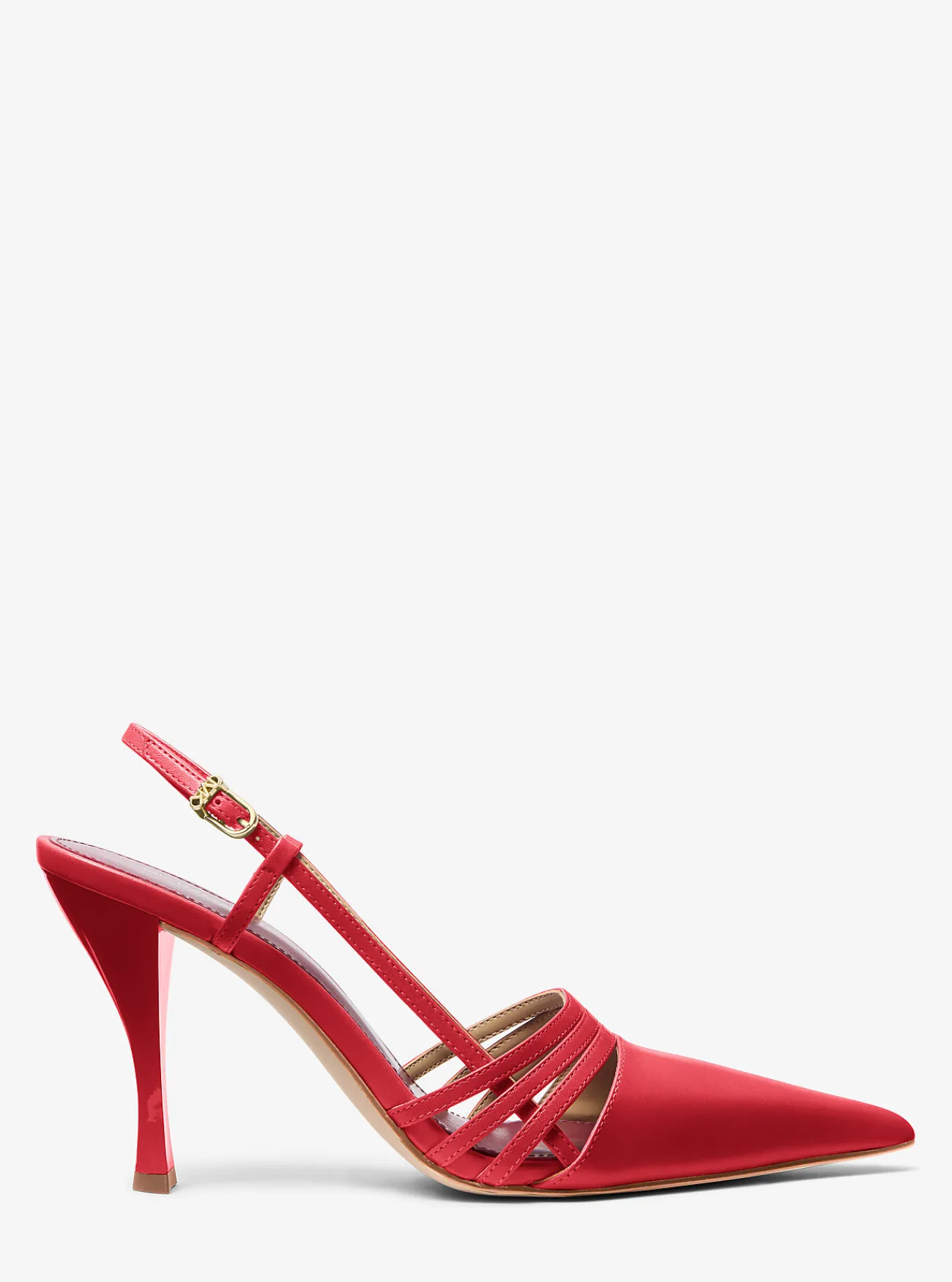 Michael Kors Pump Haisley van leer met slingback KARMOZIJNROOD Discount