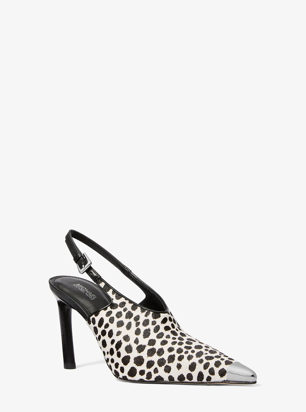 Michael Kors Pump Kasia van kalfshaar met luipaardprint en slingback ZWARTCOMBO Clearance