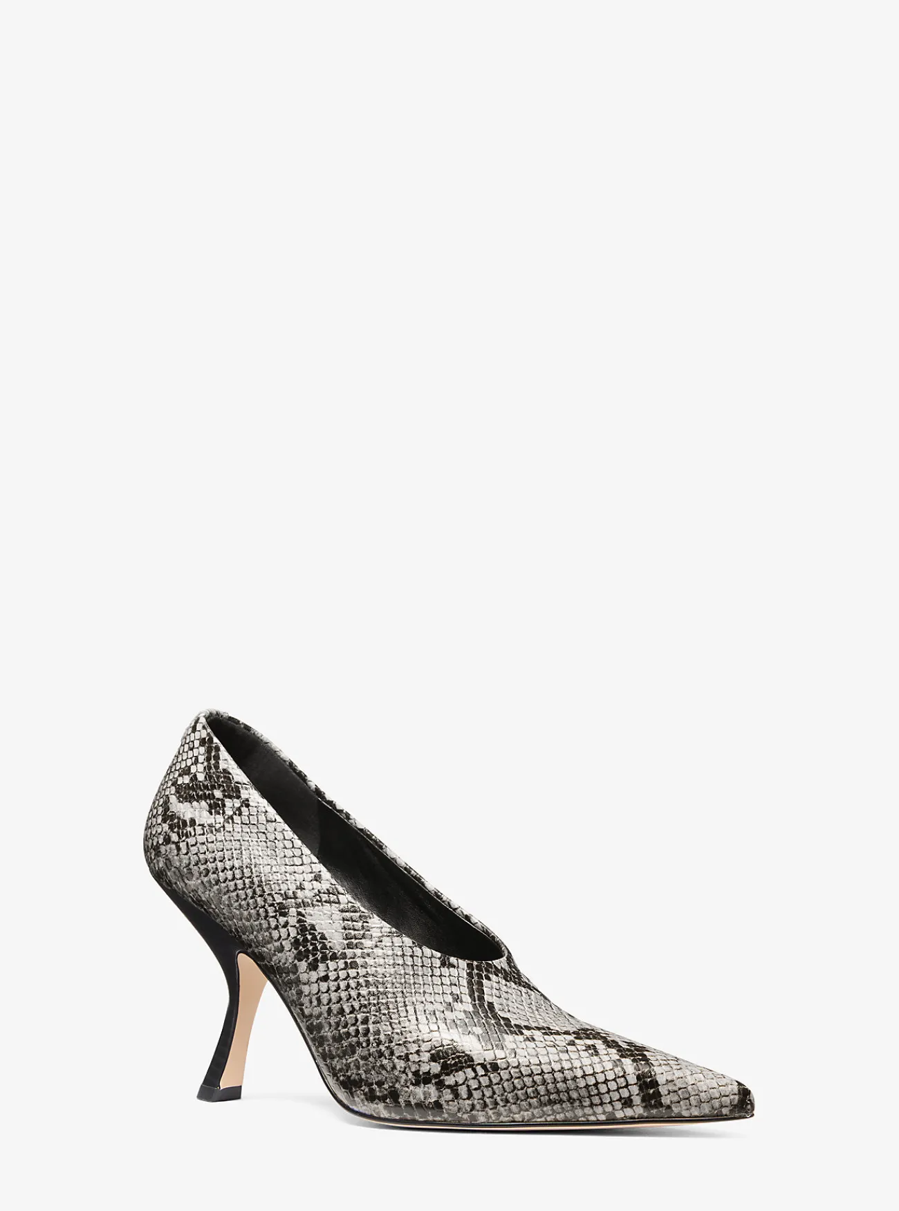 Michael Kors Pump Luna van leer met slangenprint in reli&euml;f STEENGROEVEGRIJS Fashion