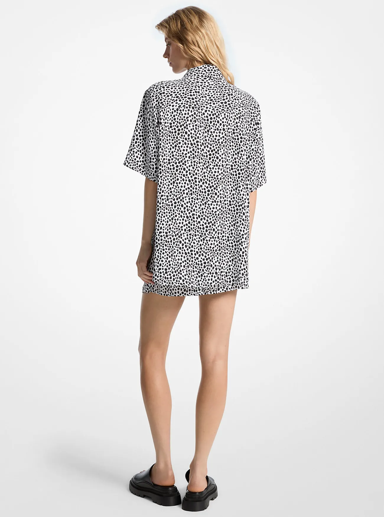 Michael Kors Resortoverhemd van satijn met jachtluipaardprint Clearance