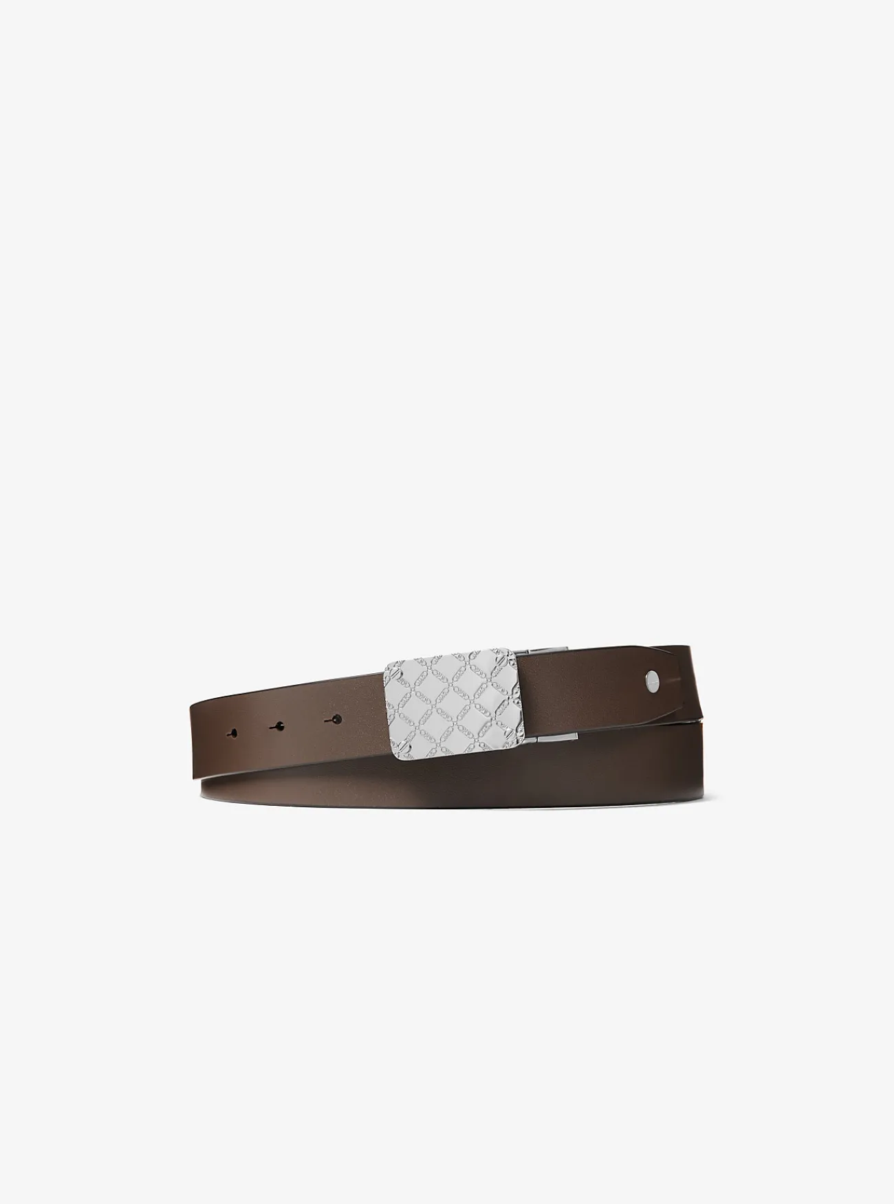 Michael Kors Riem van leer met reli&euml;f met Empire-logo, omkeerbaar ZWART New