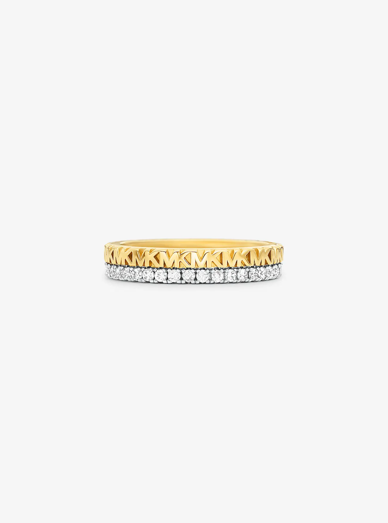 Michael Kors Ring van sterlingzilver met plating met edelmetaal, siersteentjes en logo Discount