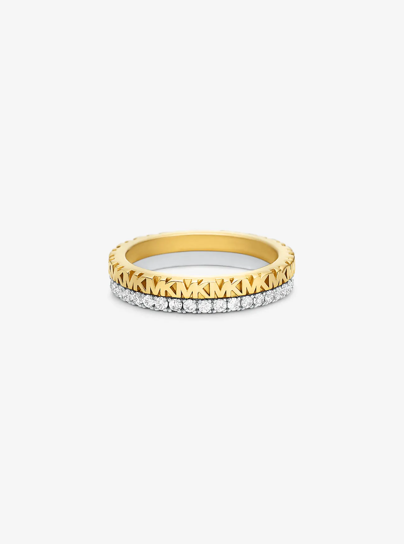 Michael Kors Ring van sterlingzilver met plating met edelmetaal, siersteentjes en logo Discount