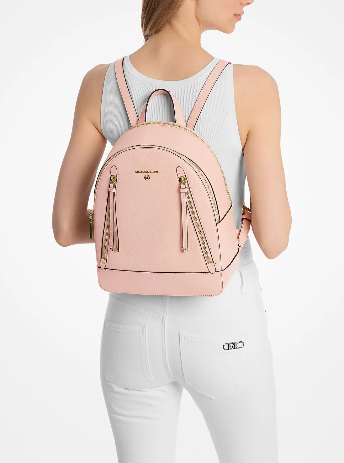 Michael Kors Rugzak Brooklyn van getrommeld leer, middelgroot ZACHTROZE Fashion
