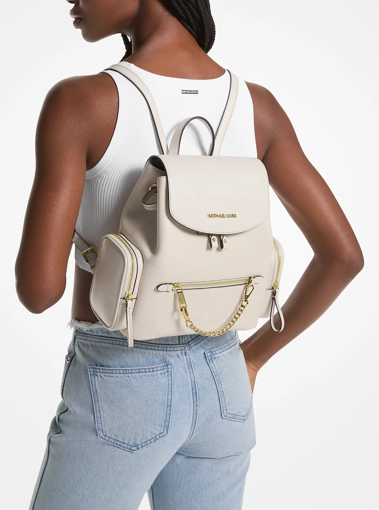 Michael Kors Rugzak Jet Set van getrommeld leer, middelgroot Fashion