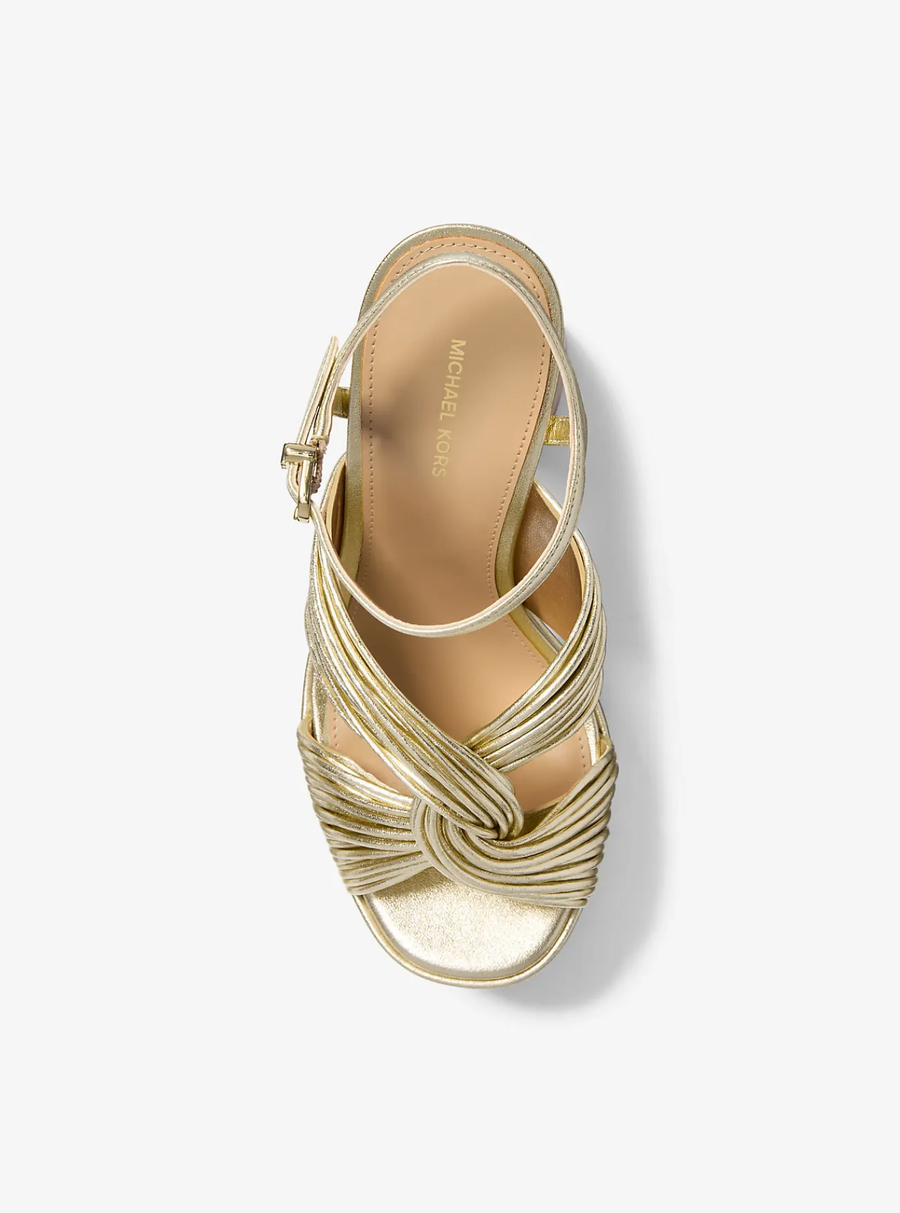 Michael Kors Sandaal Alessia met metallic afwerking en plateauzool LICHTGOUD Outlet