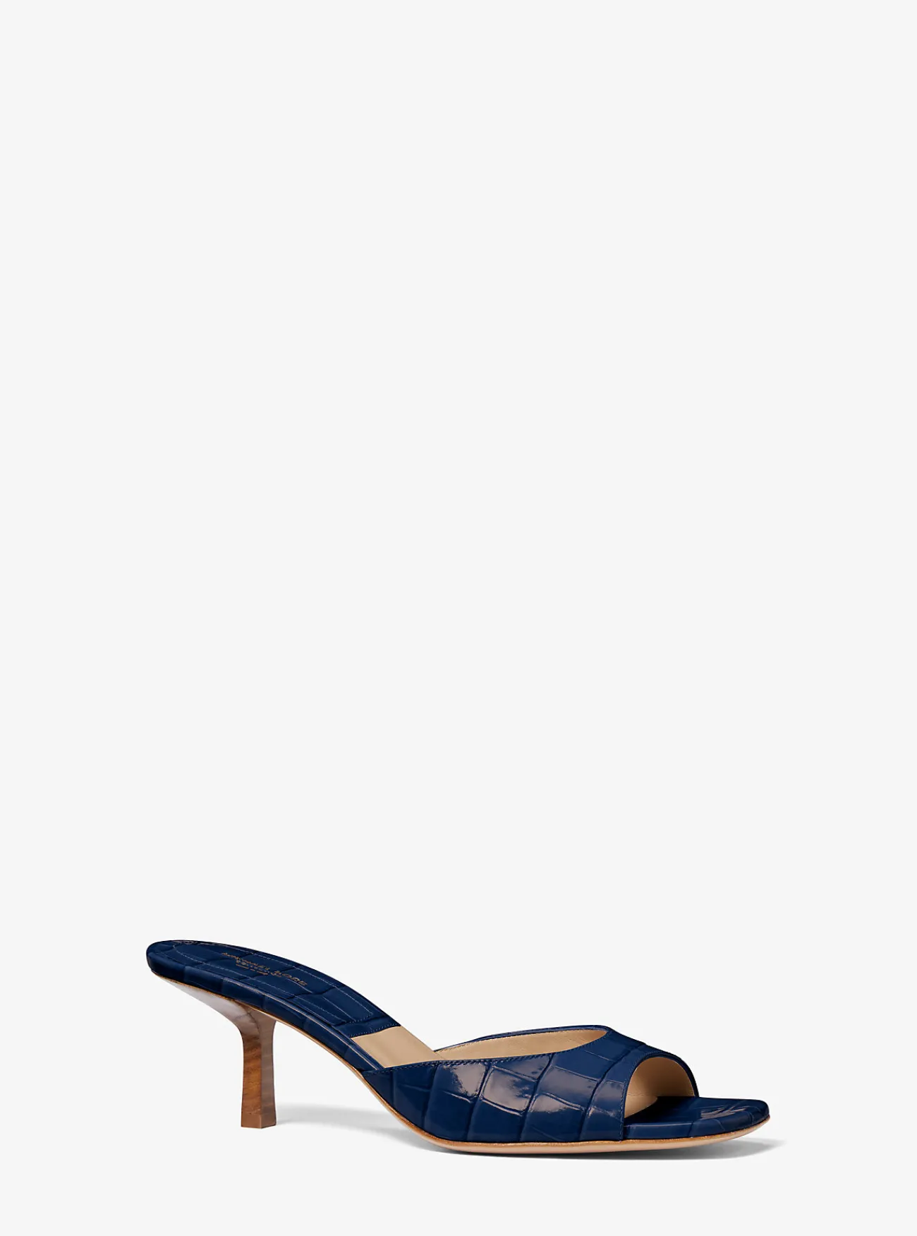 Michael Kors Sandaal Anita van leer met krokodillenprint in reli&euml;f MARINEBLAUW Sale