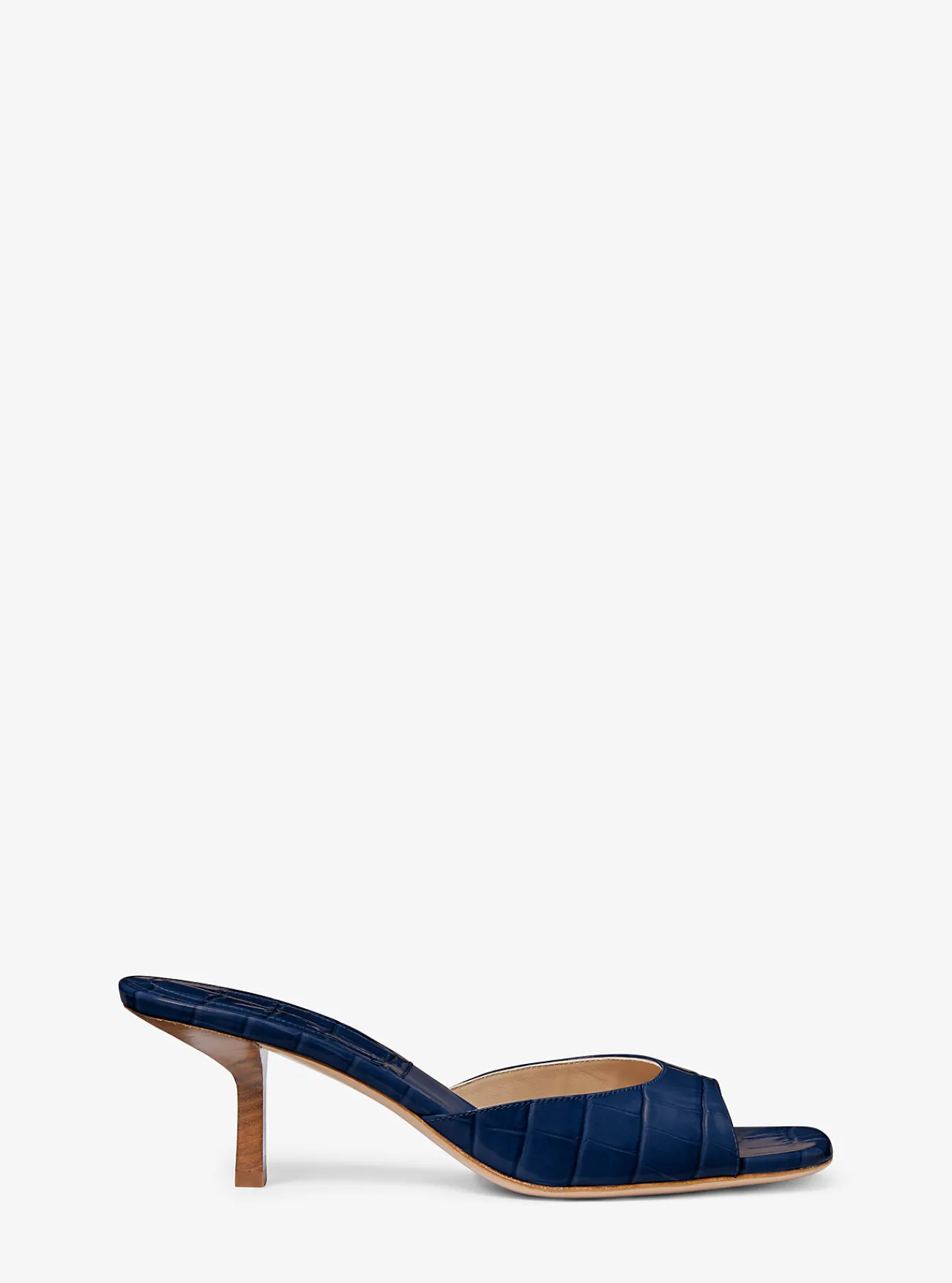Michael Kors Sandaal Anita van leer met krokodillenprint in reli&euml;f MARINEBLAUW Sale