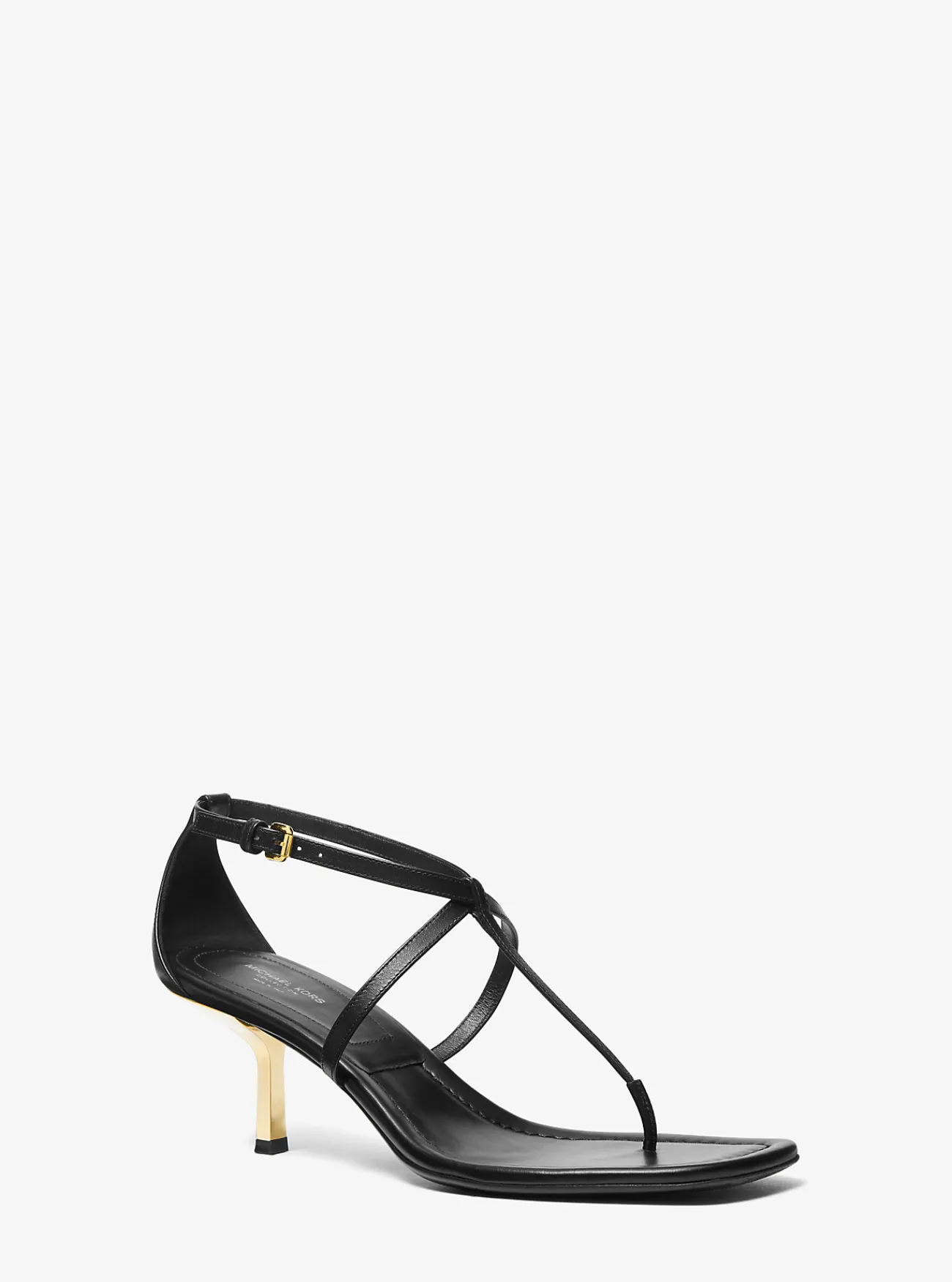 Michael Kors Sandaal Anna van leer ZWART New