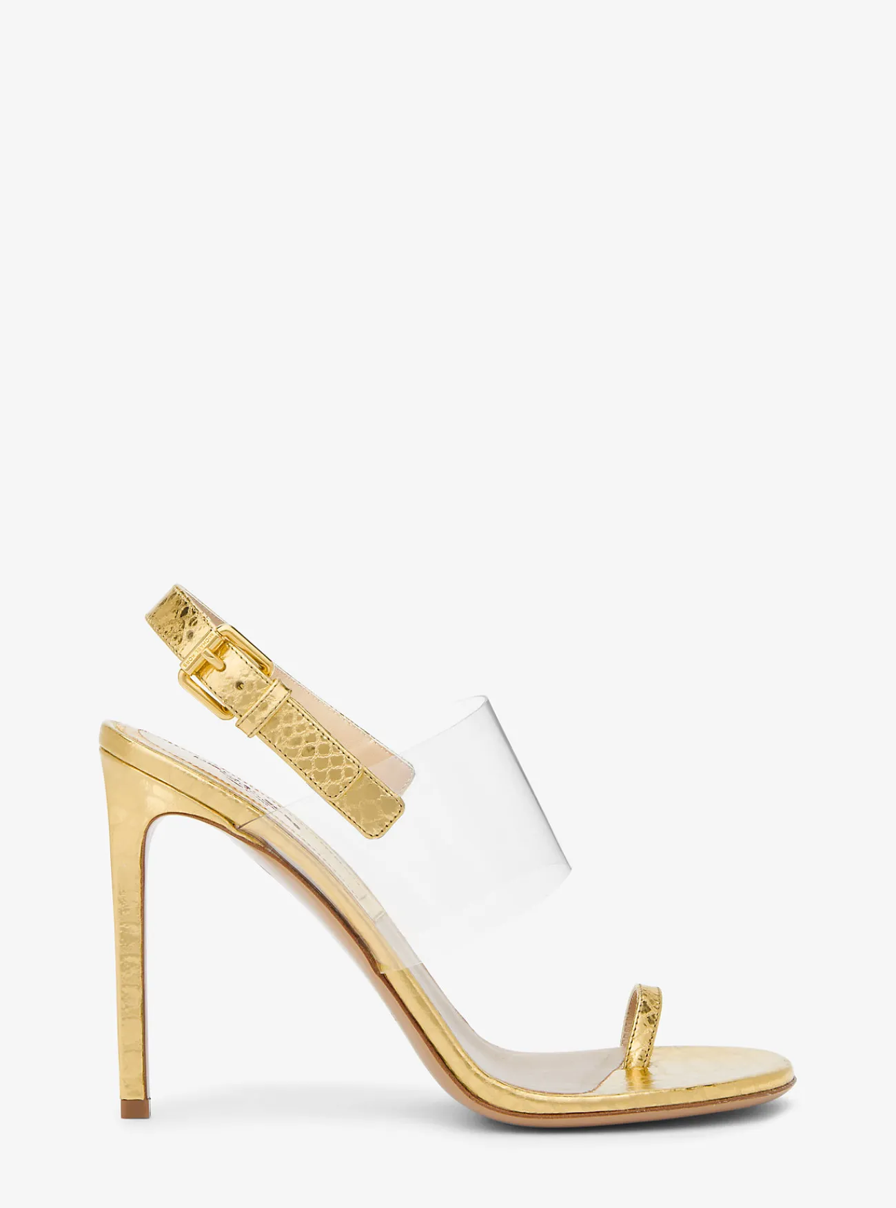 Michael Kors Sandaal Catherine van metallic leer met pythonprint in reli&euml;f GOUD Online