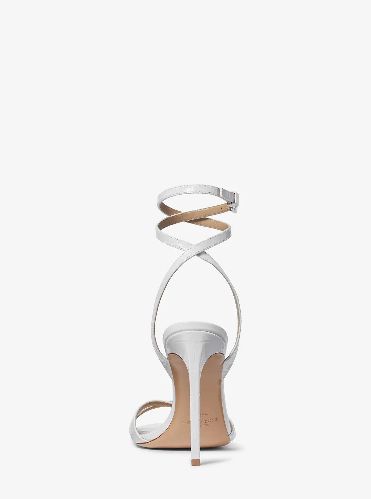 Michael Kors Sandaal Chrissy van leer met krokodillenprint in reliëf OPTISCHWIT Clearance