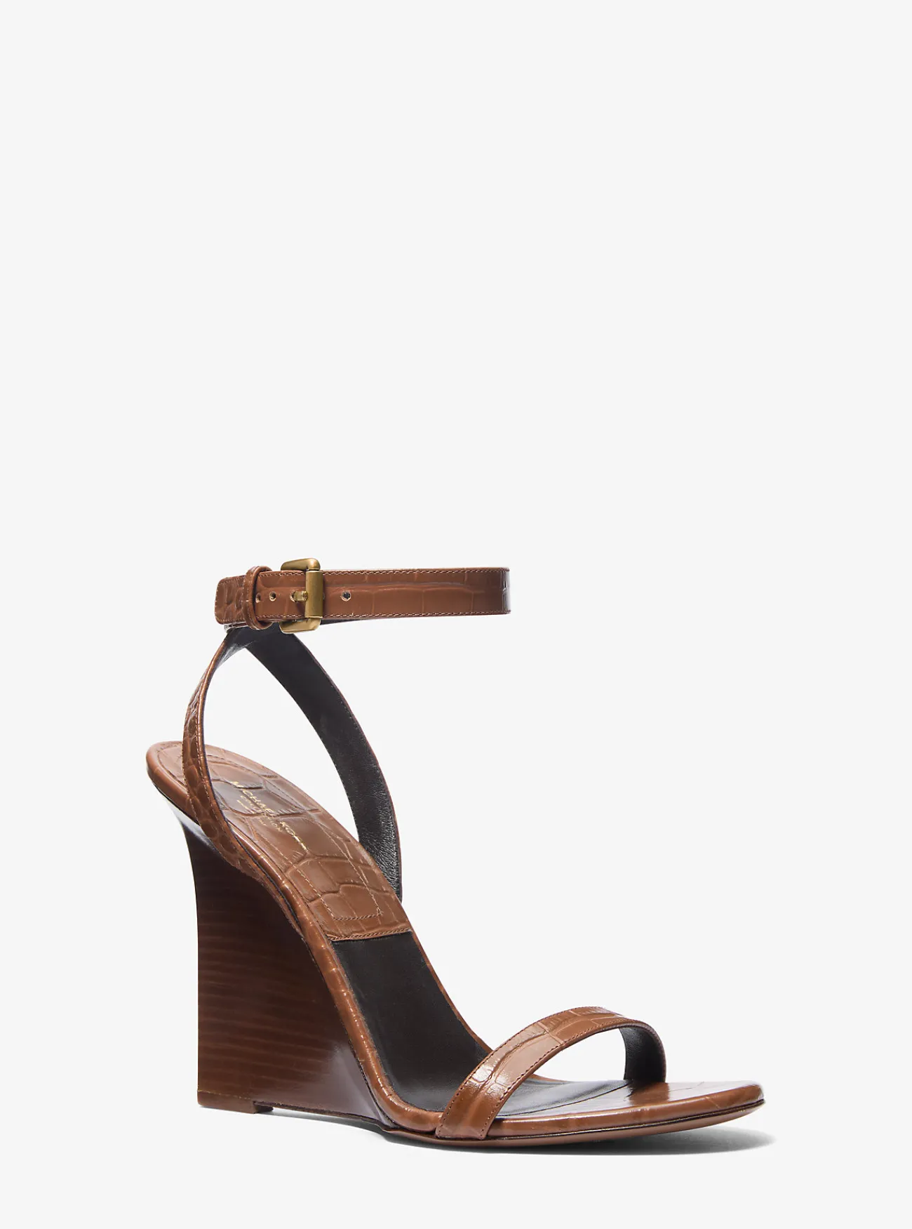 Michael Kors Sandaal Claudia van leer met krokodillenprint in reli&euml;f en sleehak ZADEL Discount