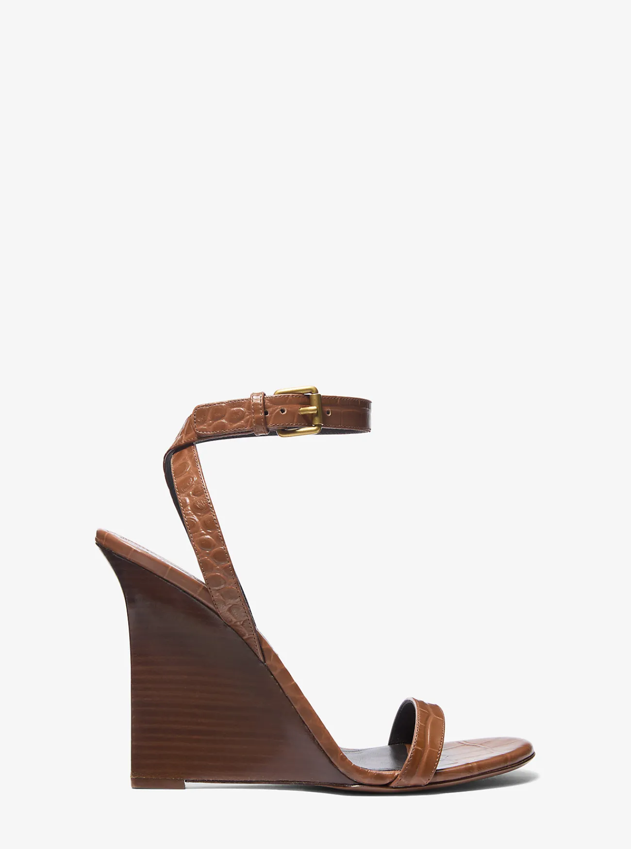 Michael Kors Sandaal Claudia van leer met krokodillenprint in reli&euml;f en sleehak ZADEL Discount