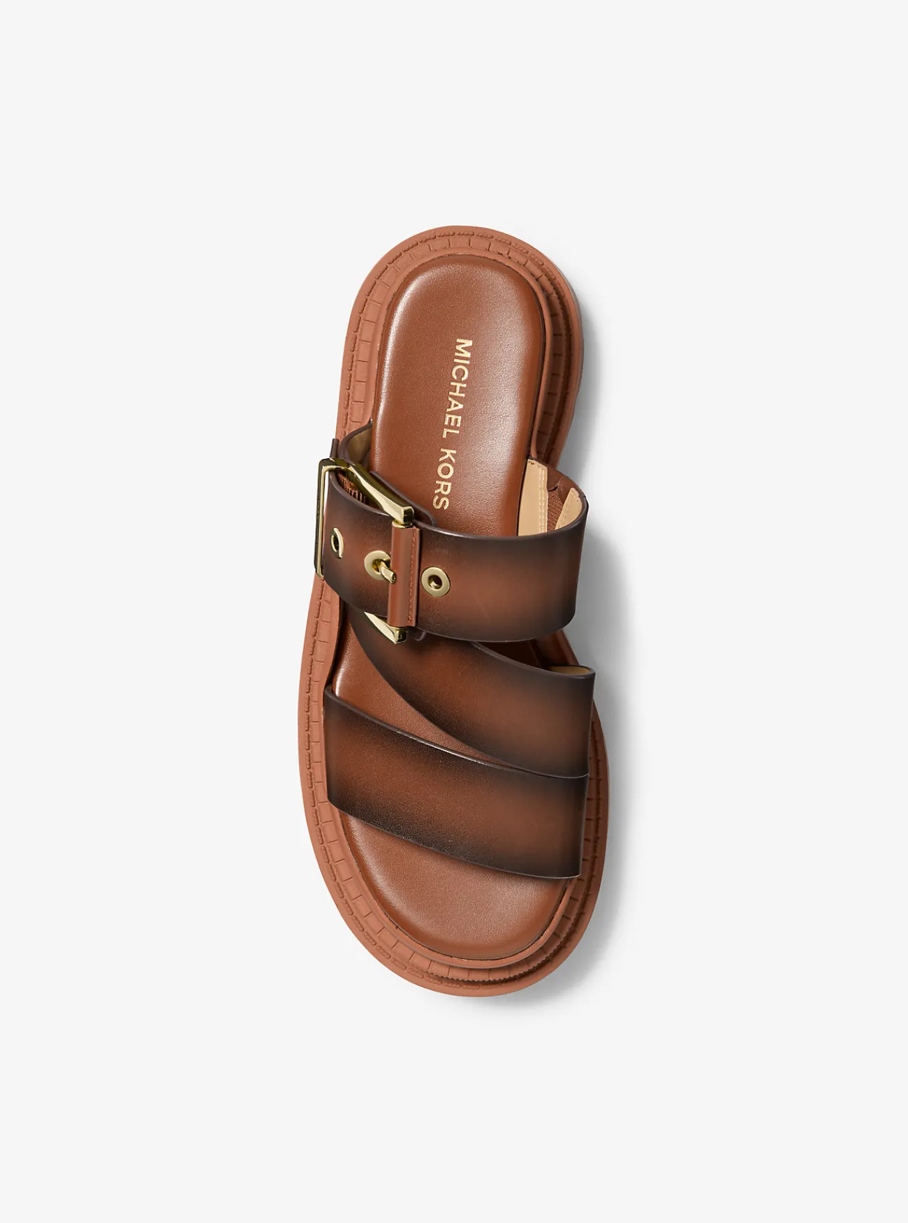 Michael Kors Sandaal Colby van gepolijst leer met plateauzool LUGGAGE New