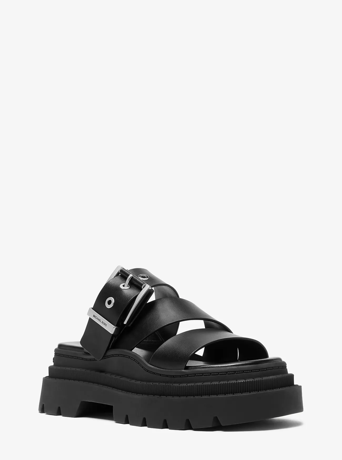 Michael Kors Sandaal Colby van leer met plateauzool ZWART Best