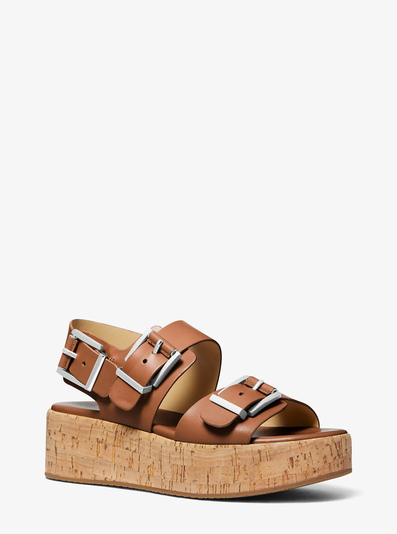 Michael Kors Sandaal Colby van leer met plateauzool LUGGAGE Clearance