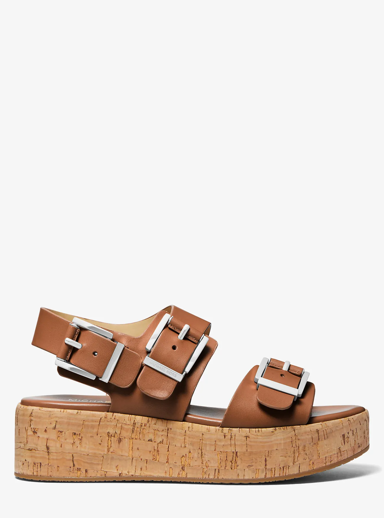 Michael Kors Sandaal Colby van leer met plateauzool LUGGAGE Clearance