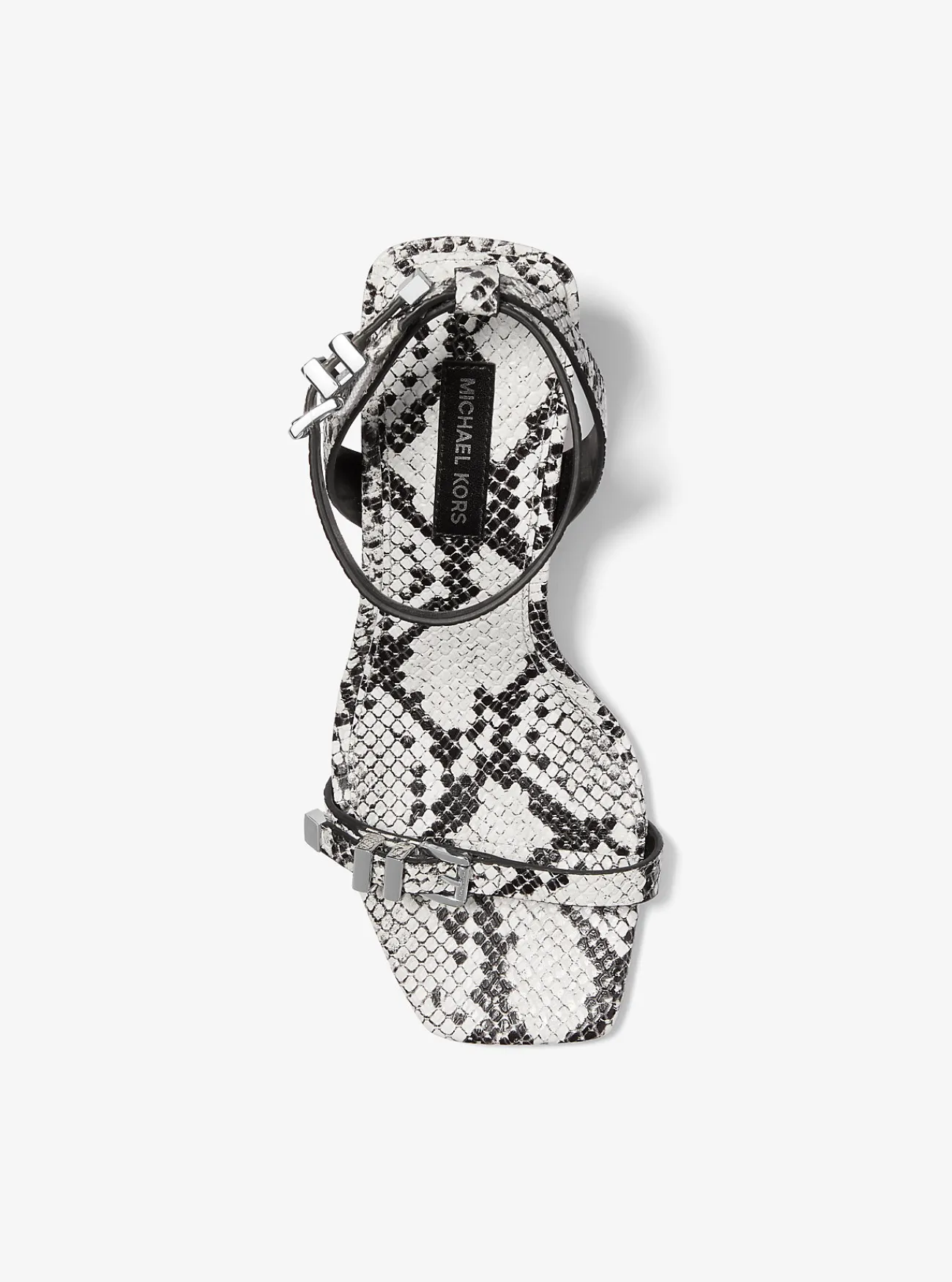 Michael Kors Sandaal Darrington van leer met slangenprint in reliëf ALUMINIUM Outlet
