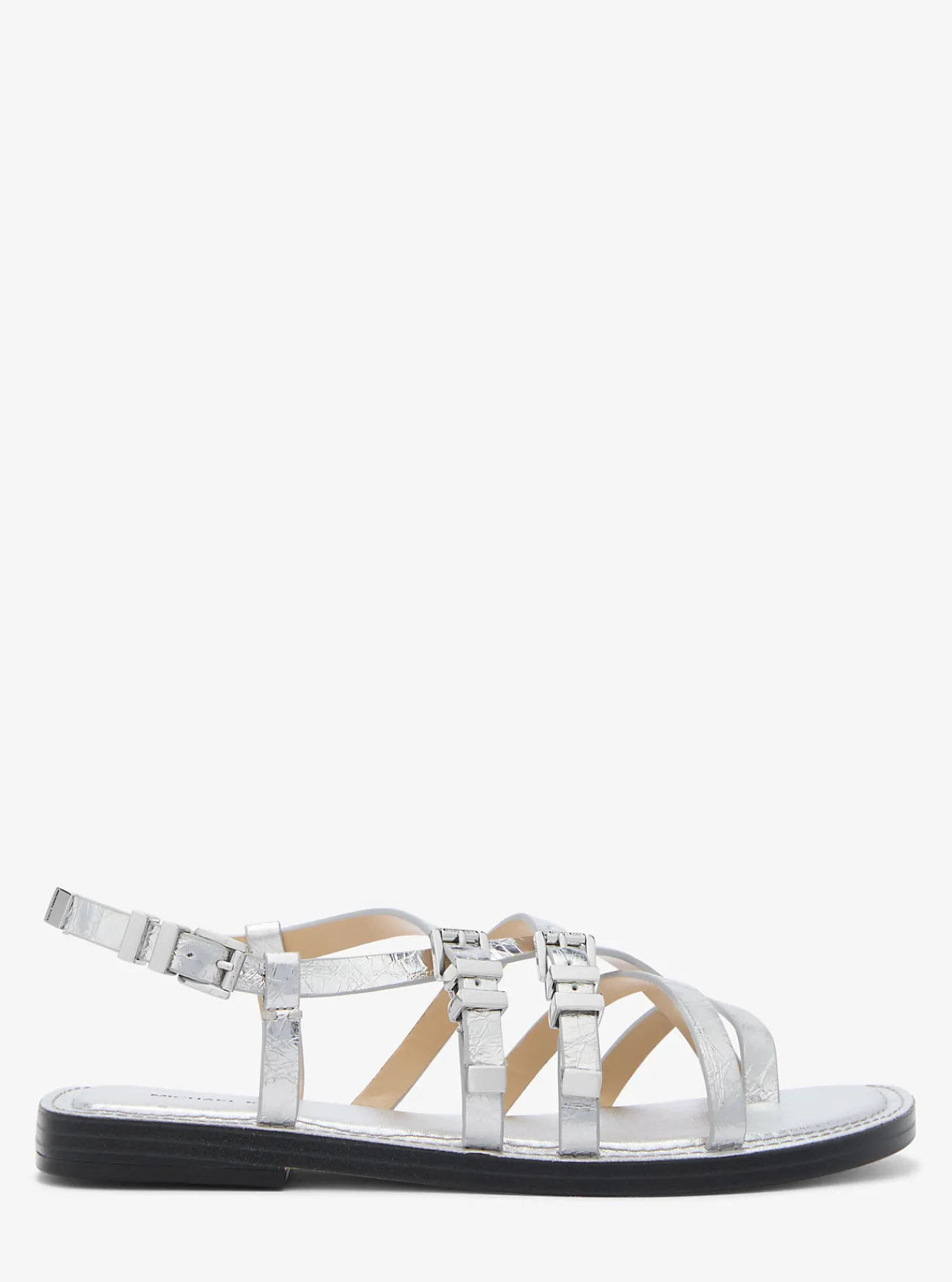 Michael Kors Sandaal Darrington van metallic craquel&eacute; leer ZILVER Hot
