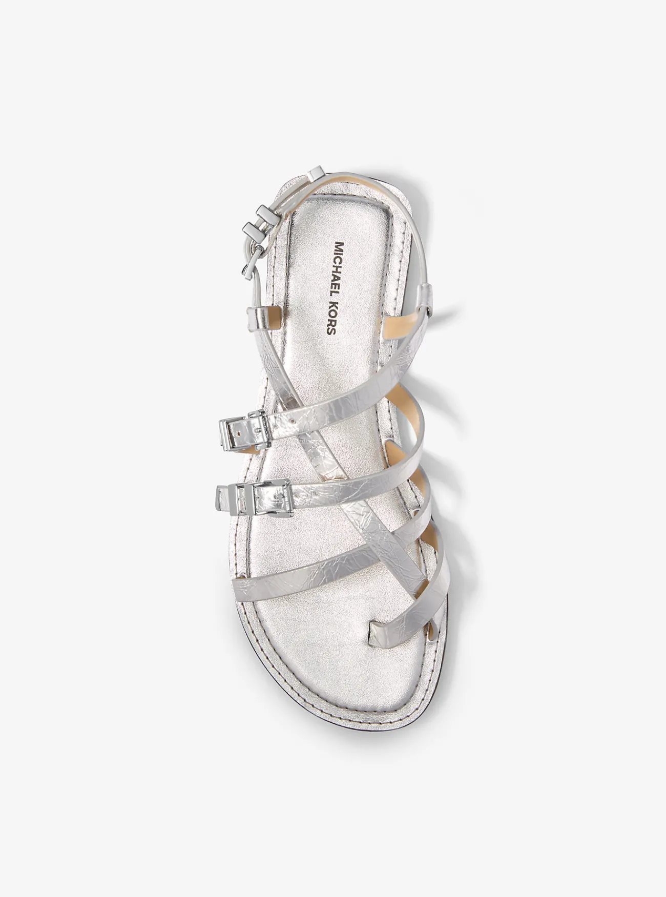 Michael Kors Sandaal Darrington van metallic craquelé leer ZILVER Hot