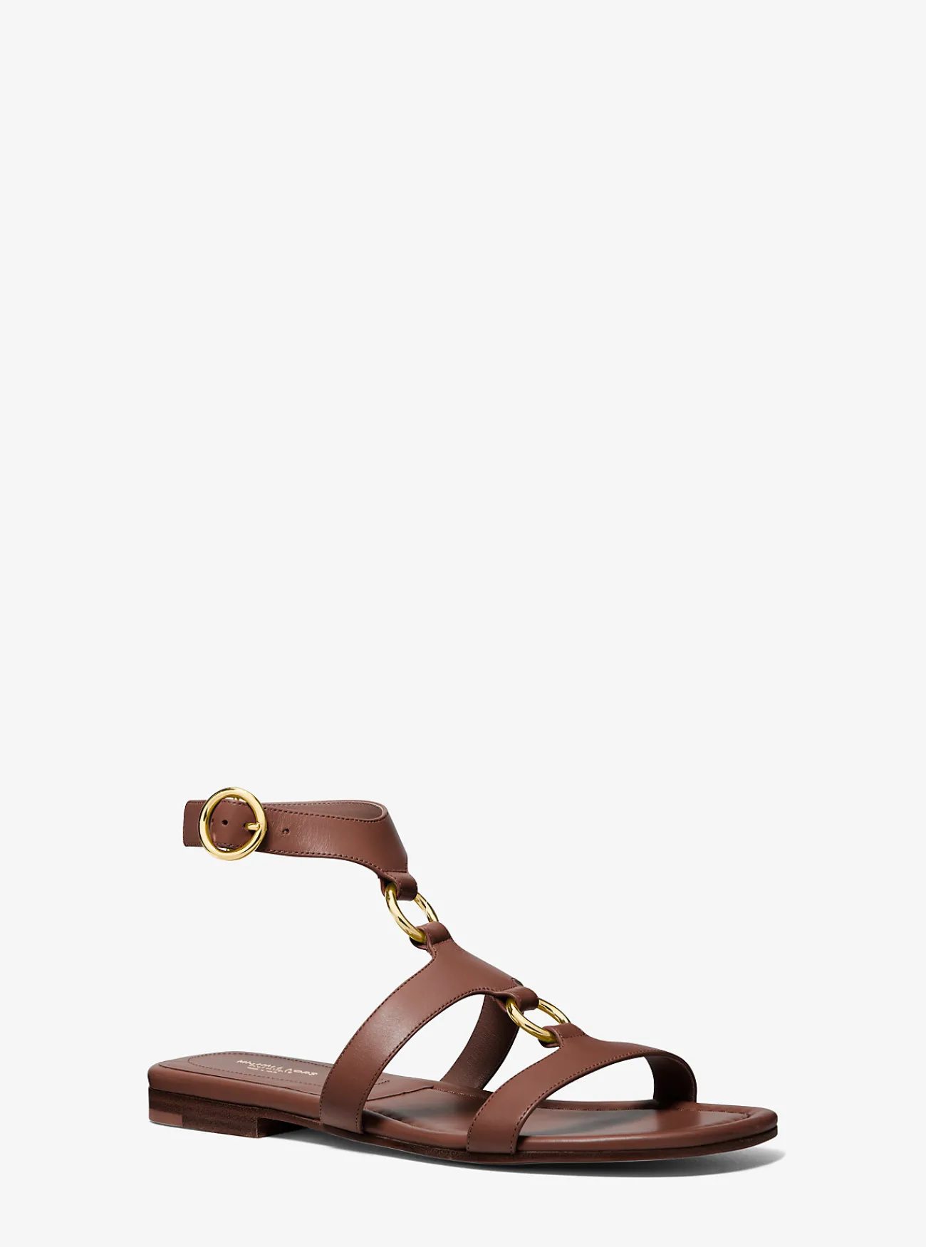 Michael Kors Sandaal Dusty van leer met ringen NOOTMUSKAAT Discount