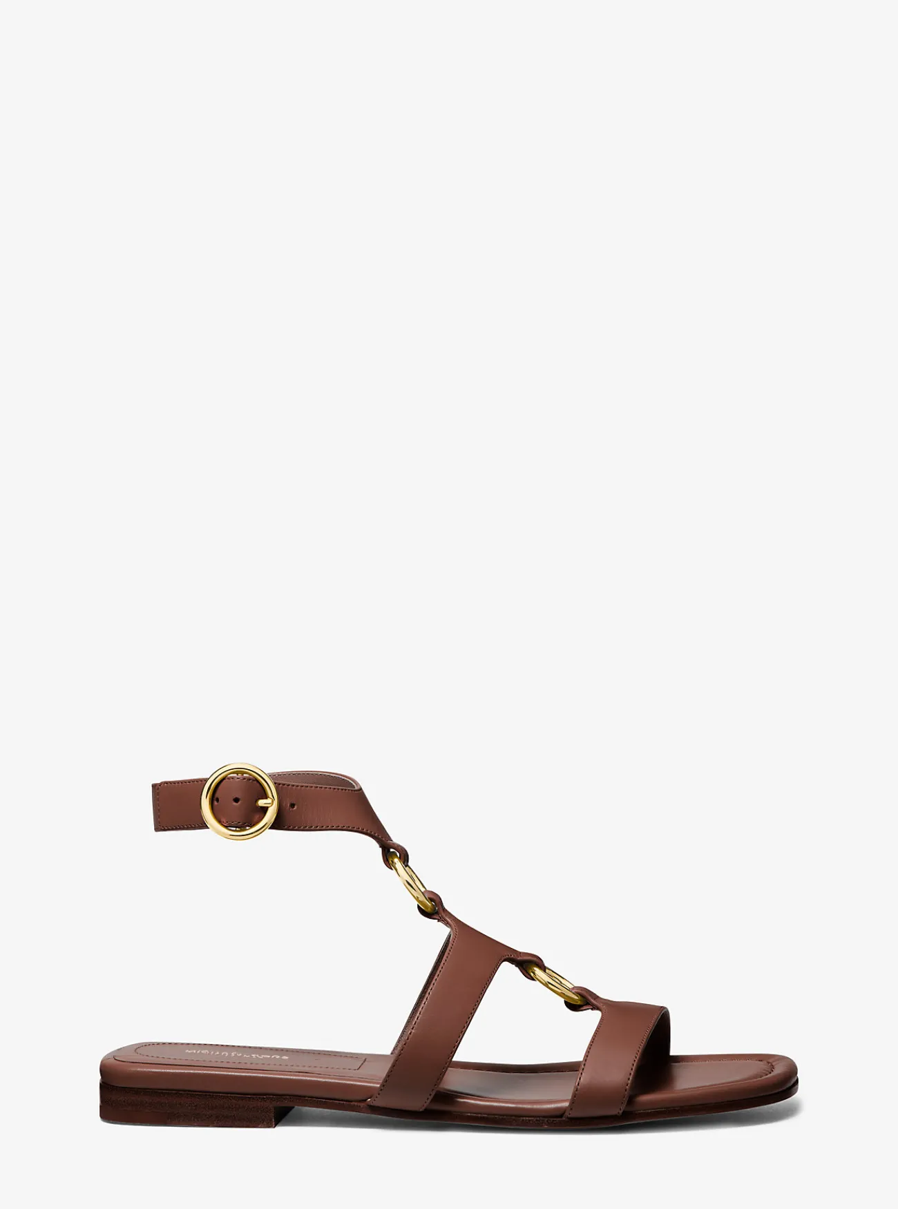 Michael Kors Sandaal Dusty van leer met ringen NOOTMUSKAAT Discount