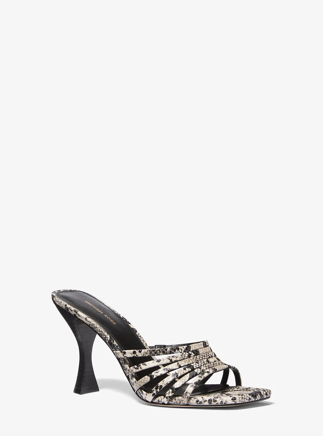 Michael Kors Sandaal Haisley van leer met slangenprint in reli&euml;f NATUREL Online