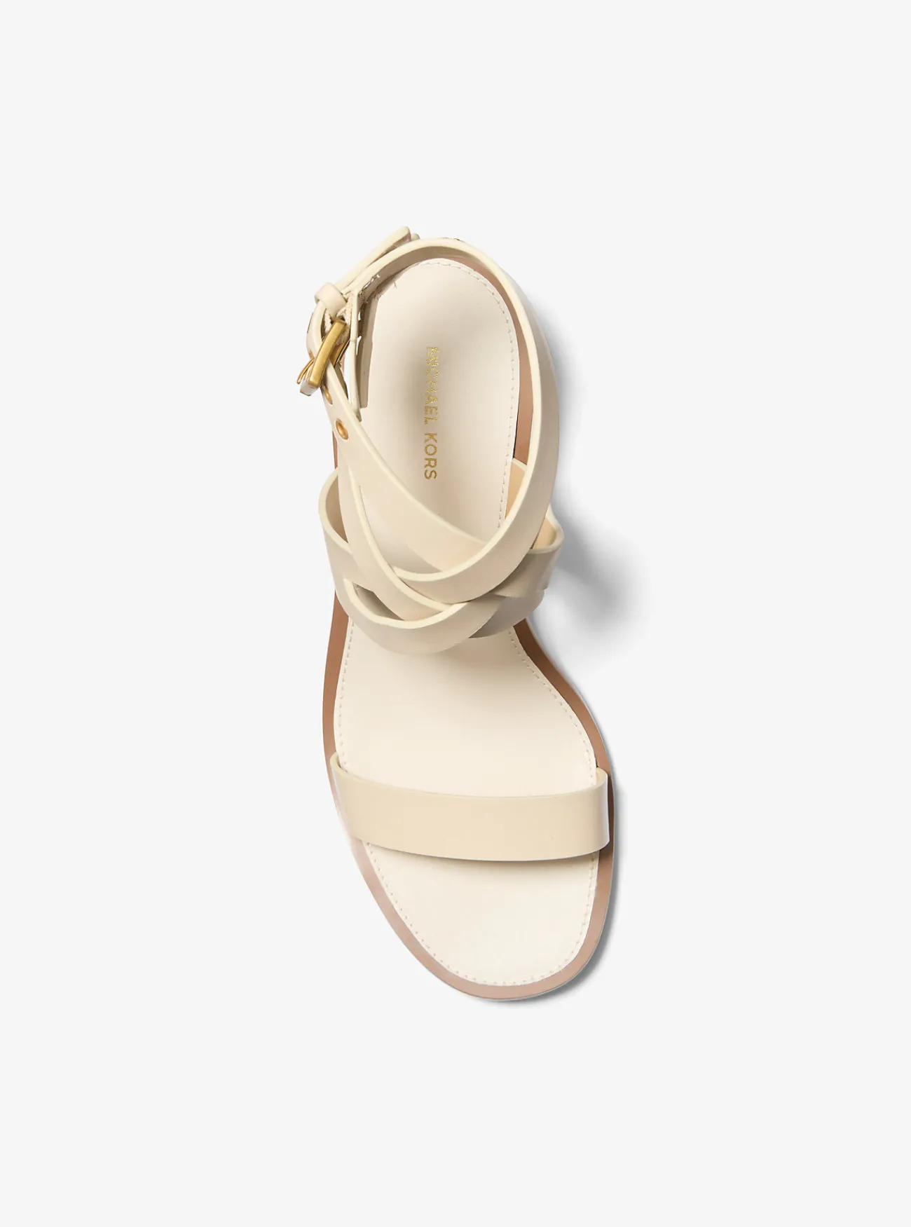 Michael Kors Sandaal Irene van leer met hakje LICHTCRÈME Online