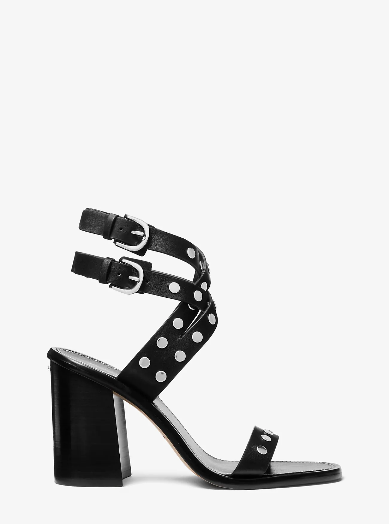 Michael Kors Sandaal Irene van leer met studs en blokhak ZWART Fashion