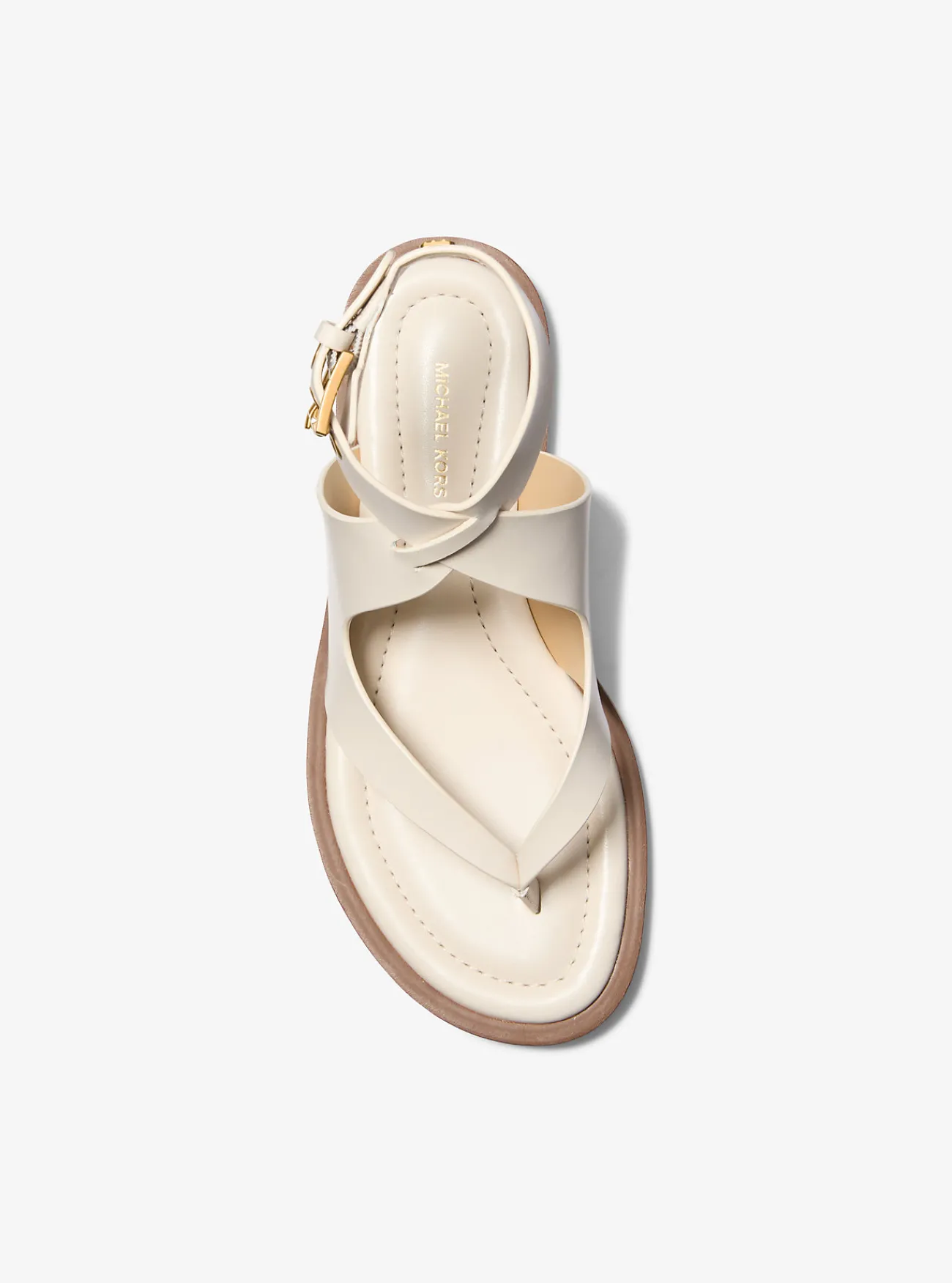 Michael Kors Sandaal Irene van leer met wikkelbandje LICHTCRÈME New