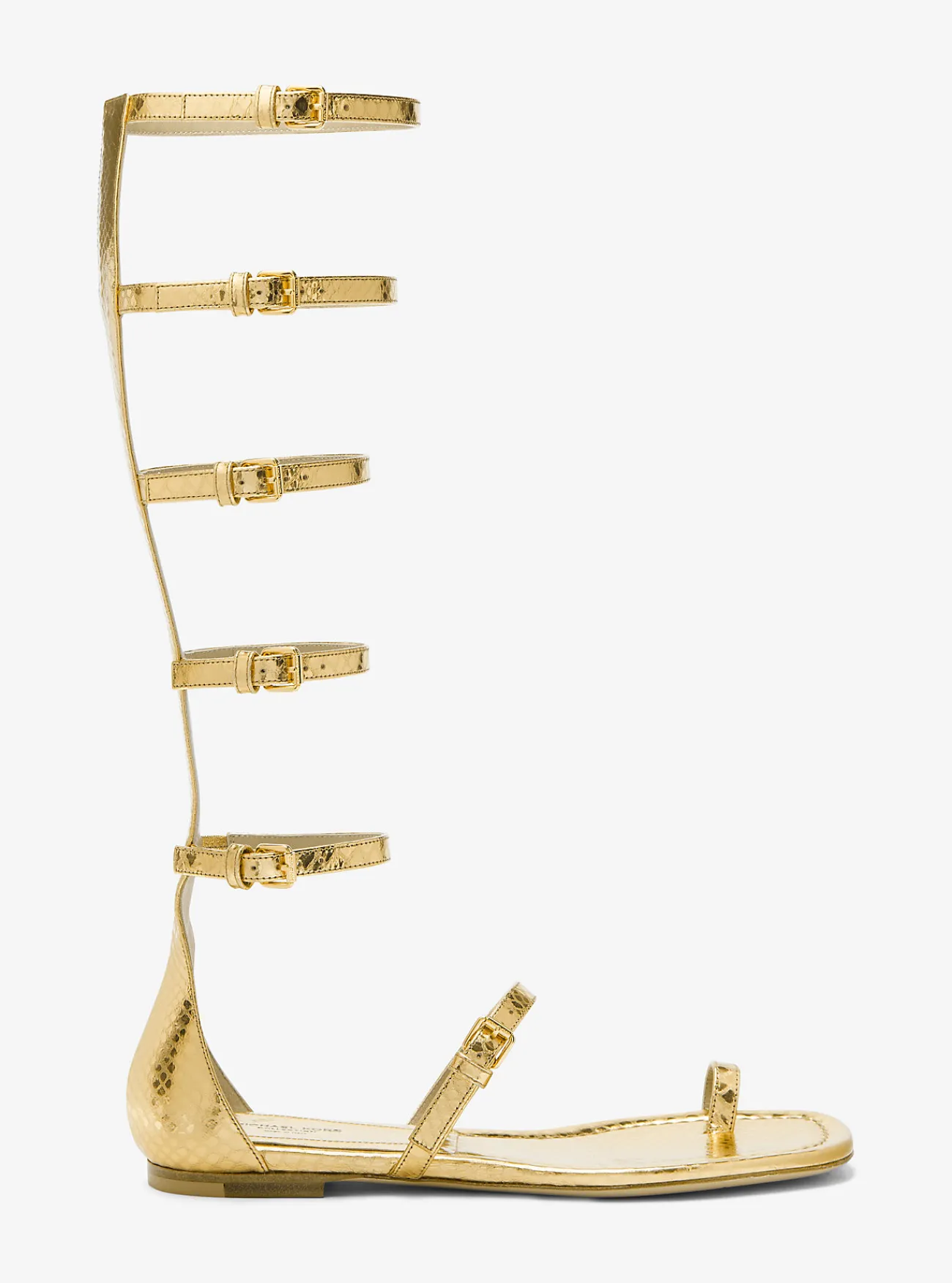 Michael Kors Sandaal Juliette van metallic reli&euml;fleer met pythonprint GOUD Fashion