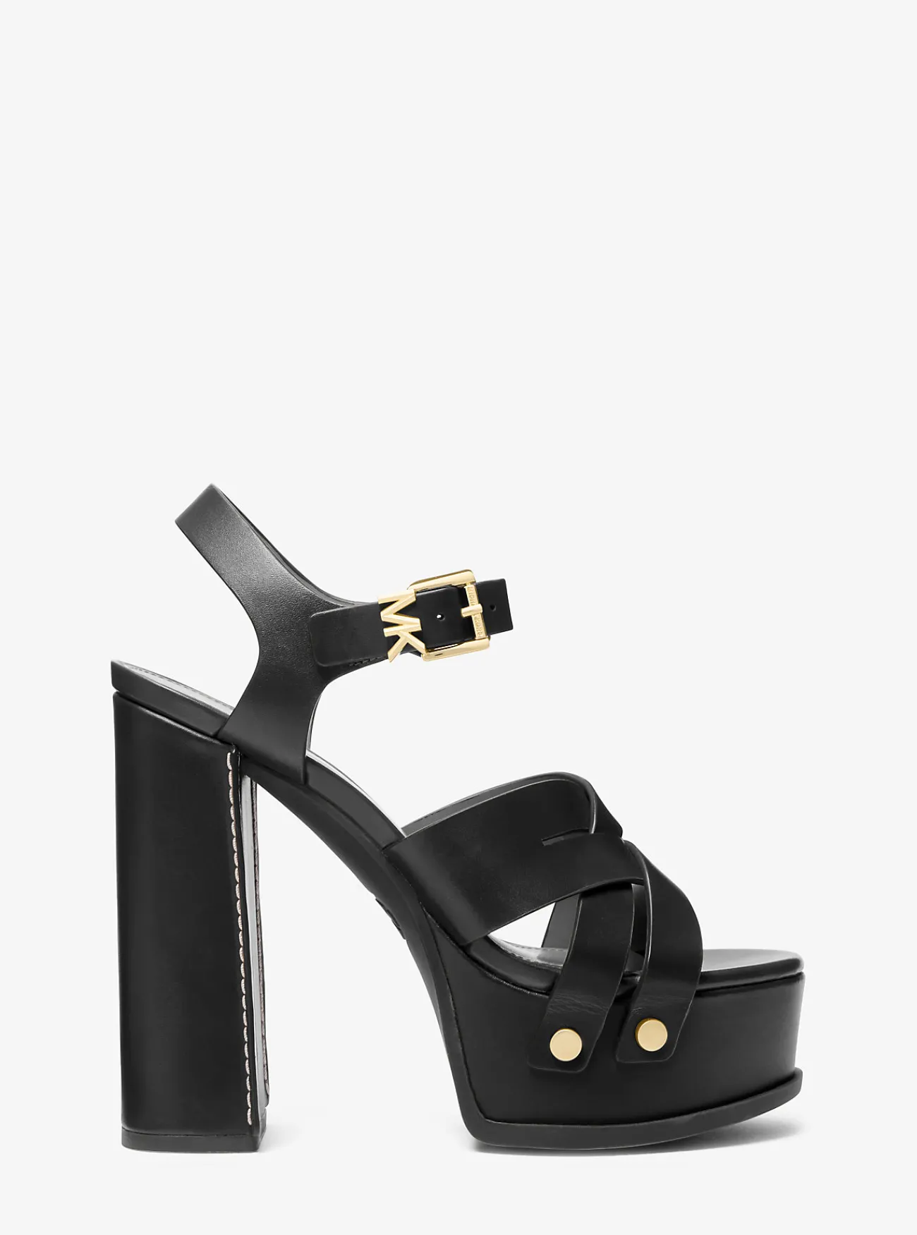 Michael Kors Sandaal Nora van leer met plateauzool ZWART Hot