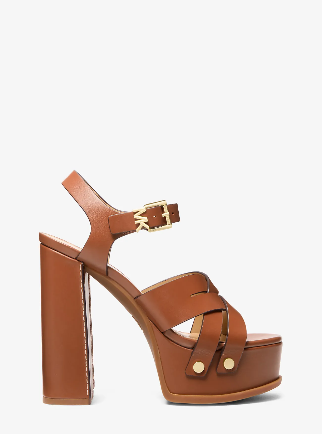 Michael Kors Sandaal Nora van leer met plateauzool LUGGAGE Clearance