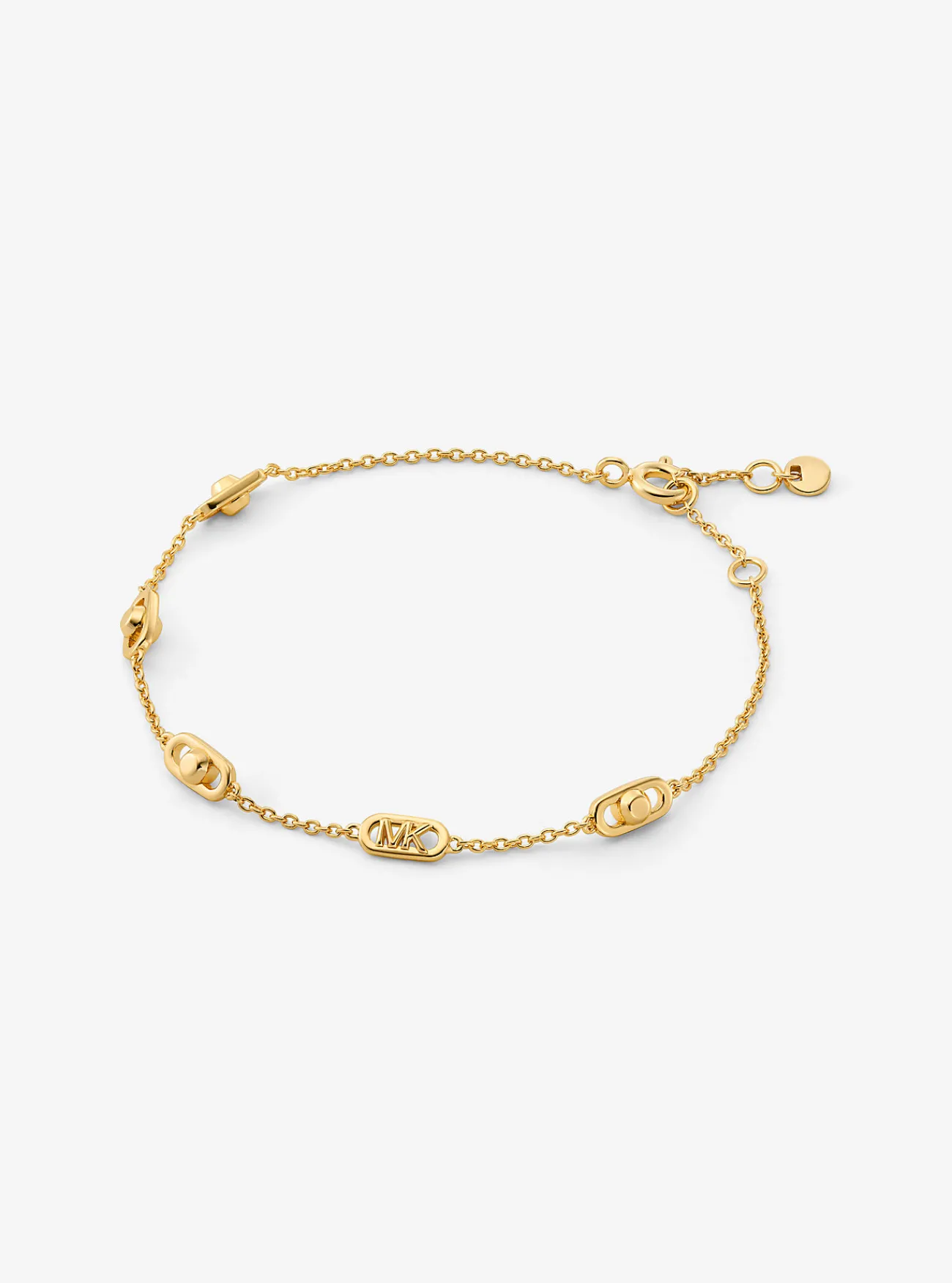 Michael Kors Schakelarmband Astor van sterlingzilver met plating met edelmetaal en siersteentjes, klein GOUD Hot