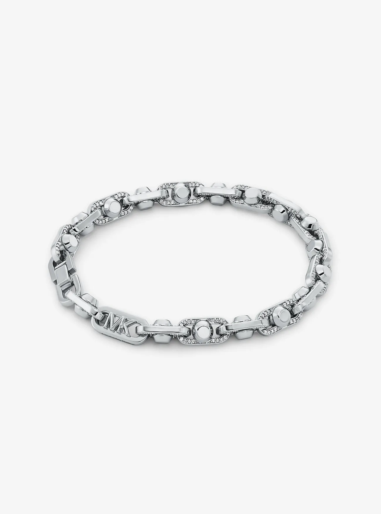 Michael Kors Schakelarmband Astor van messing met een plating met edelmetaal en siersteentjes, middelgroot ZILVER Online