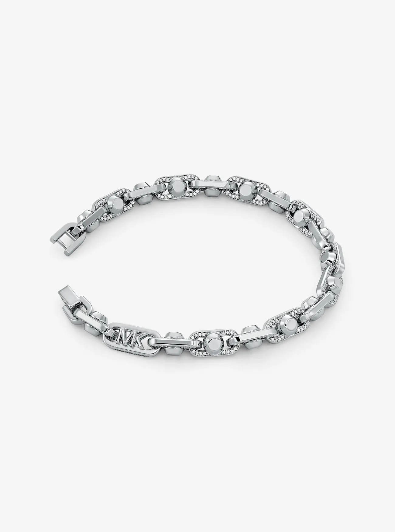 Michael Kors Schakelarmband Astor van messing met een plating met edelmetaal en siersteentjes, middelgroot ZILVER Online